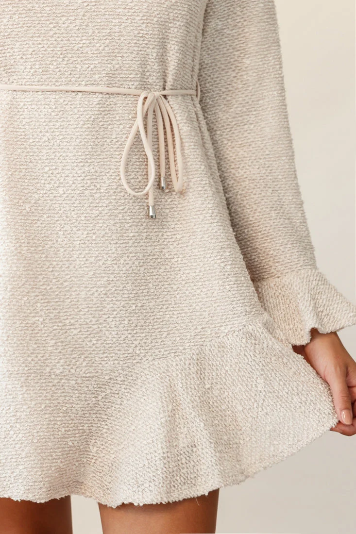 Montville Long Sleeve Knit Dress Beige - Image 5