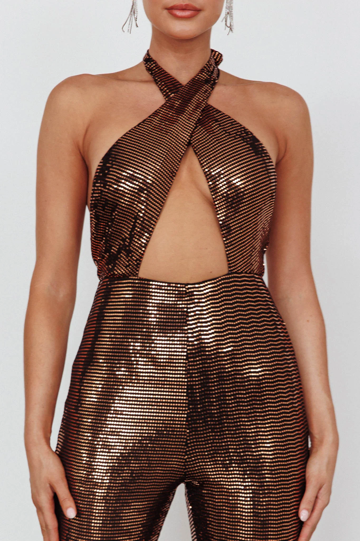 Moon In Leo Halterneck Jumpsuit Bronze - Image 4