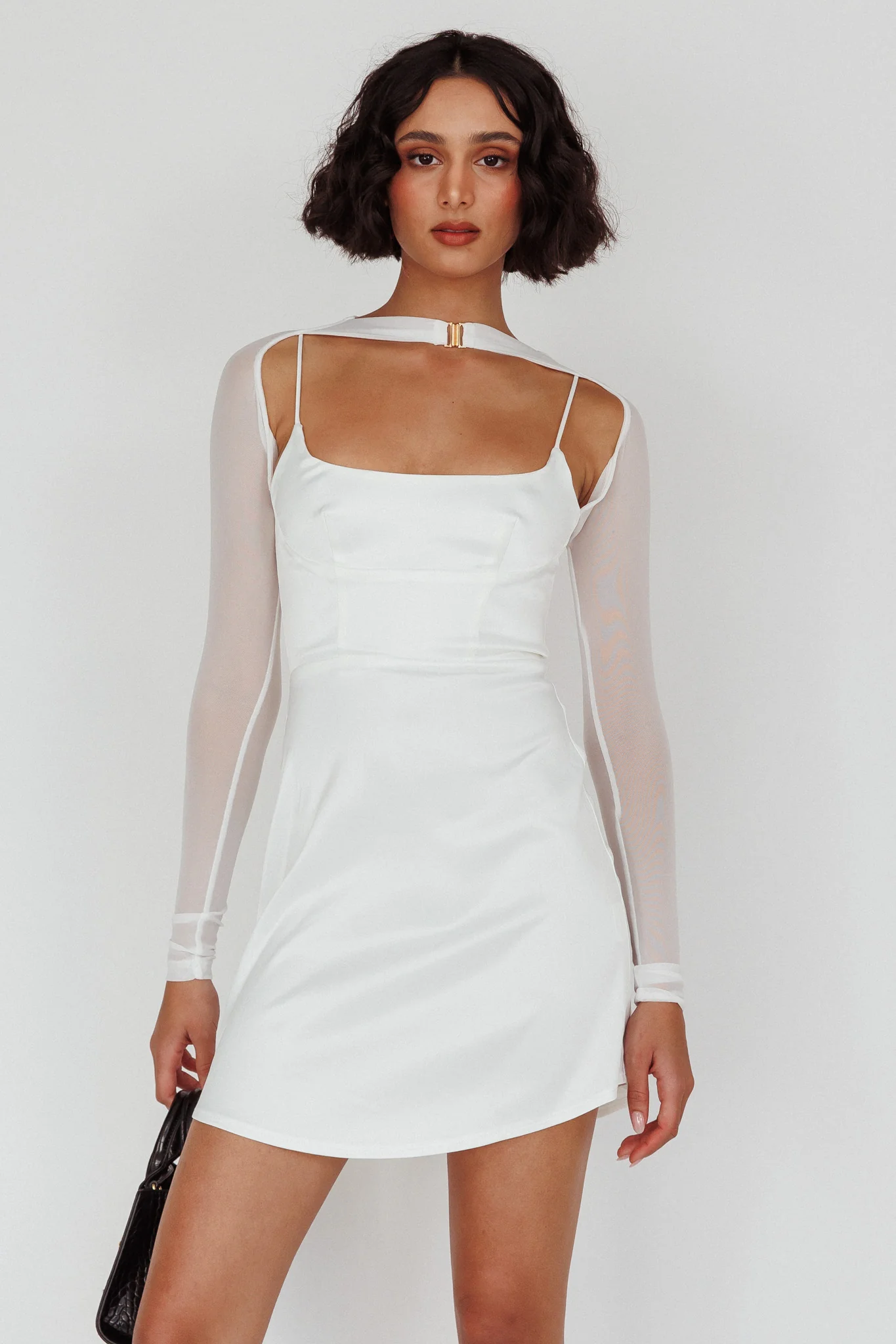 Moon Rising Faux Bolero Mini Dress White - Image 5