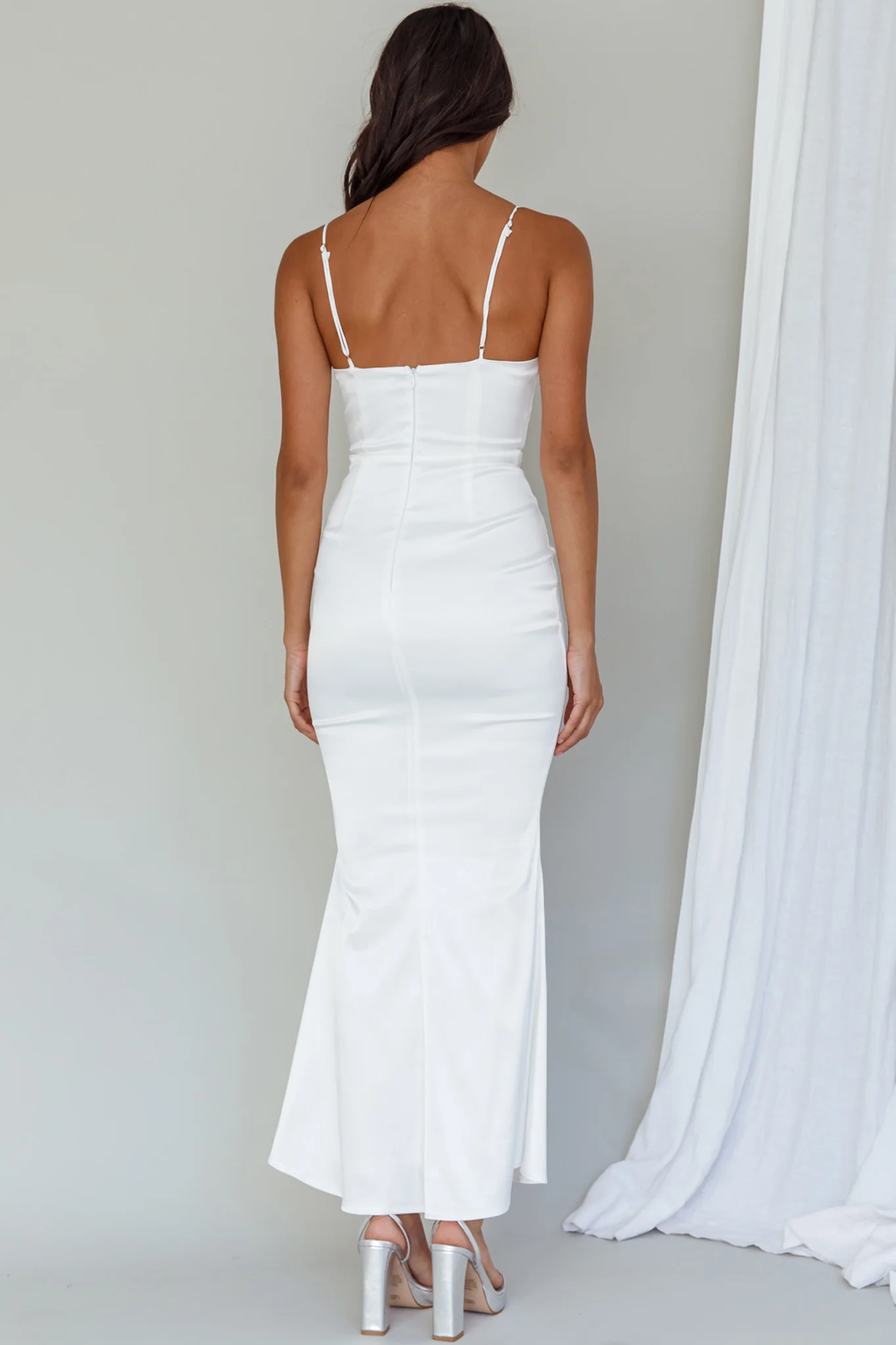 Moon Rising Mermaid Maxi Dress White - Image 2