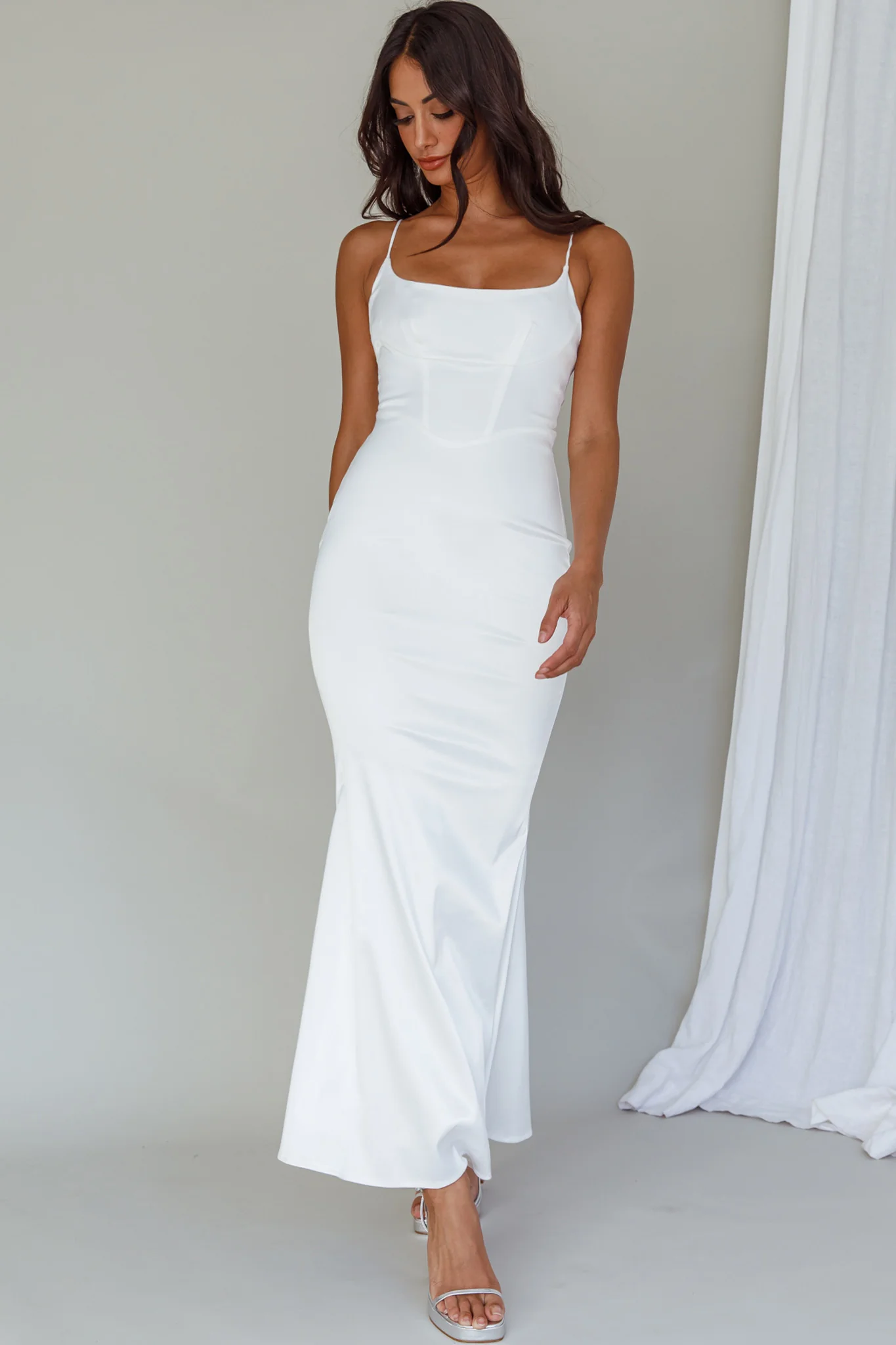 Moon Rising Mermaid Maxi Dress White - Image 5