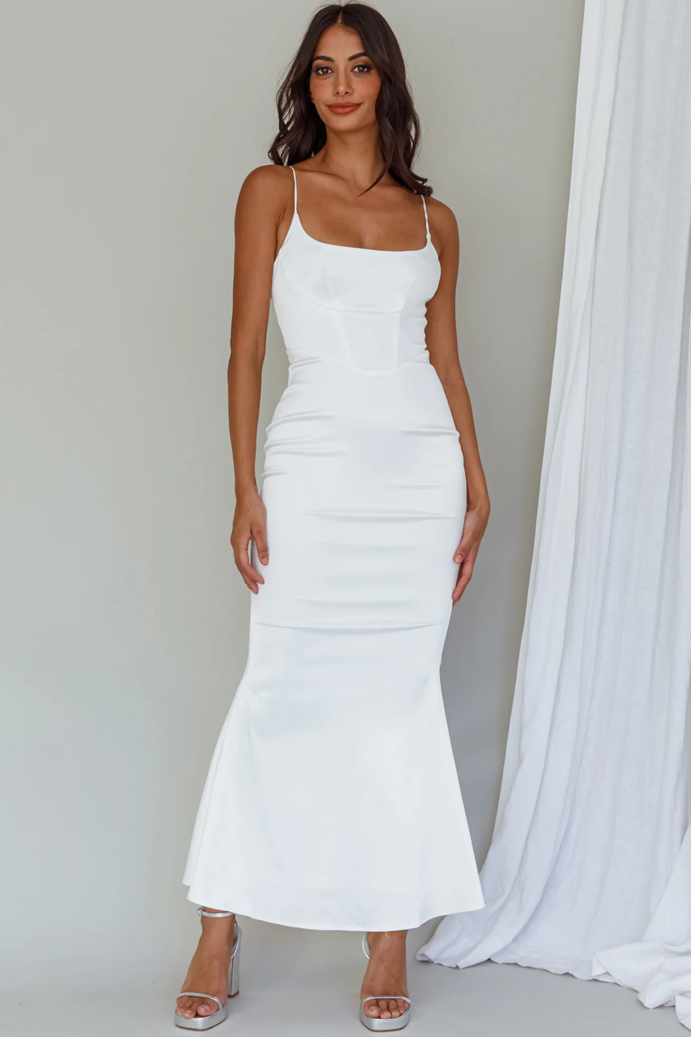 Moon Rising Mermaid Maxi Dress White - Image 7