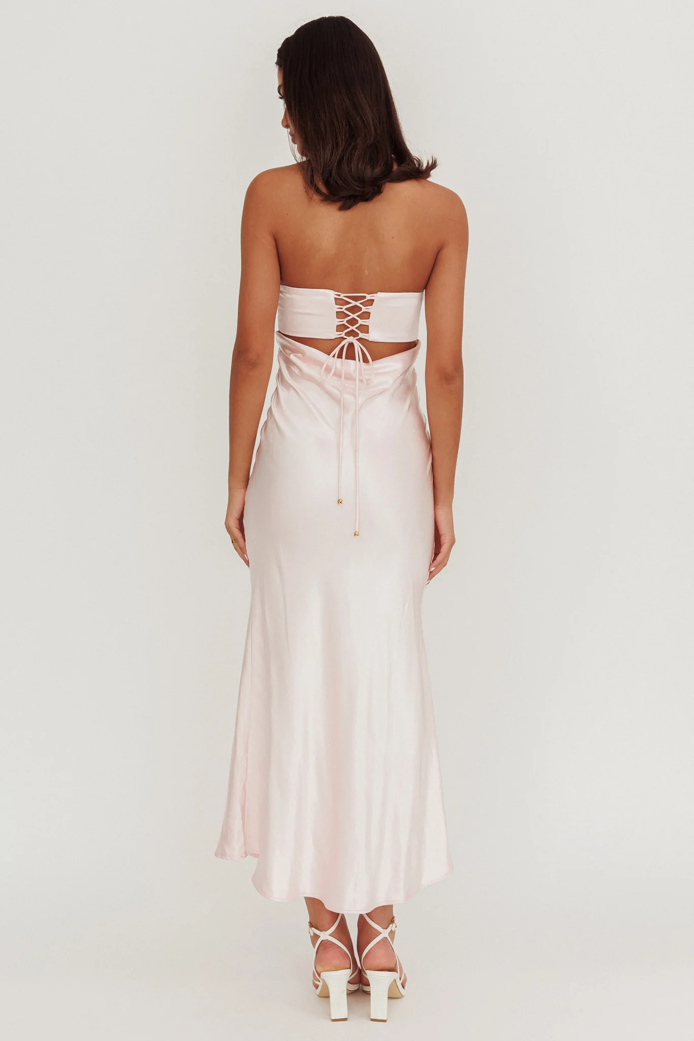 Moon Song Strapless Laced Back Dress Blush - Image 2