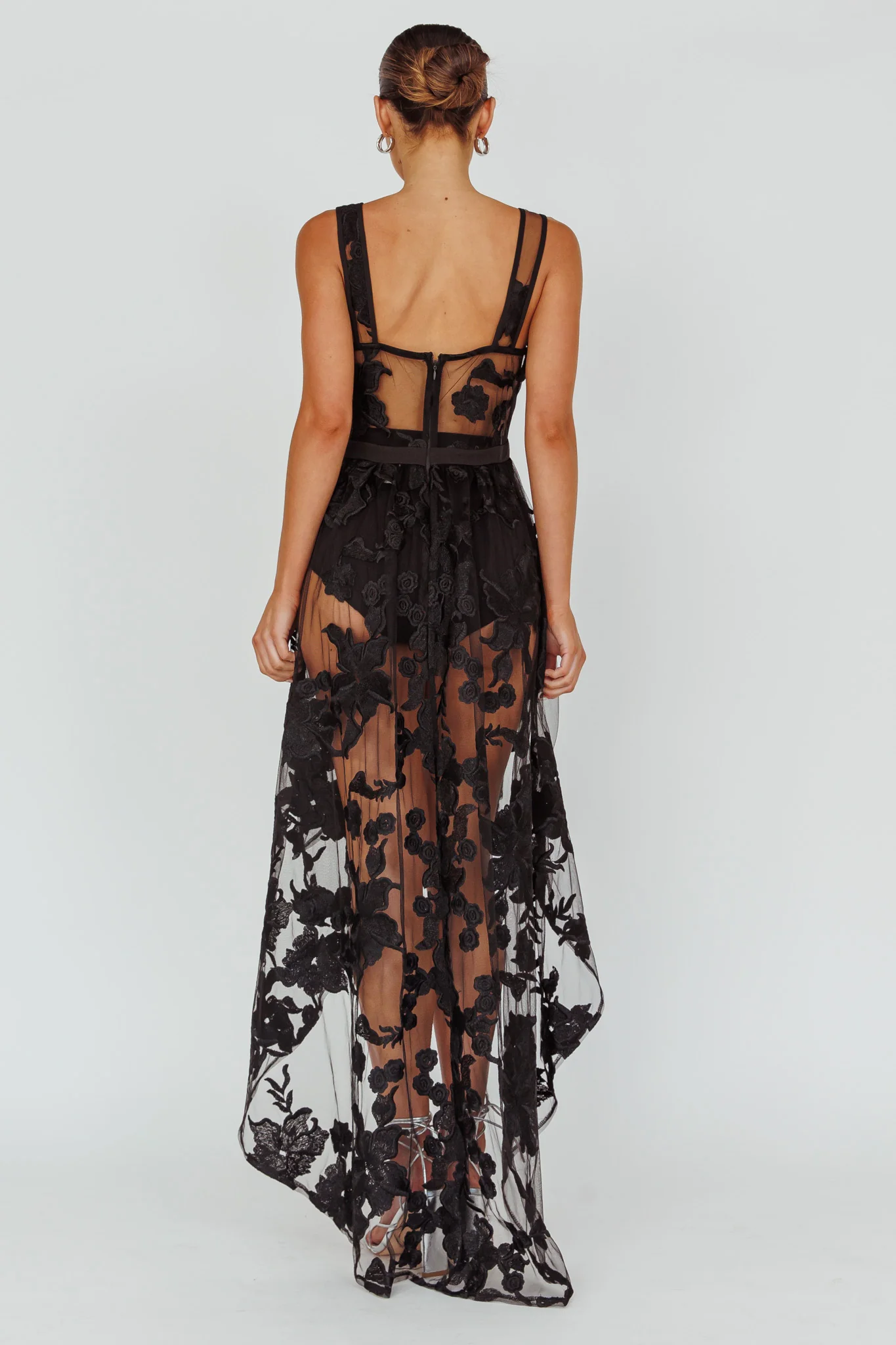 Moonlight Tango High-Low Mesh Top Black - Image 2