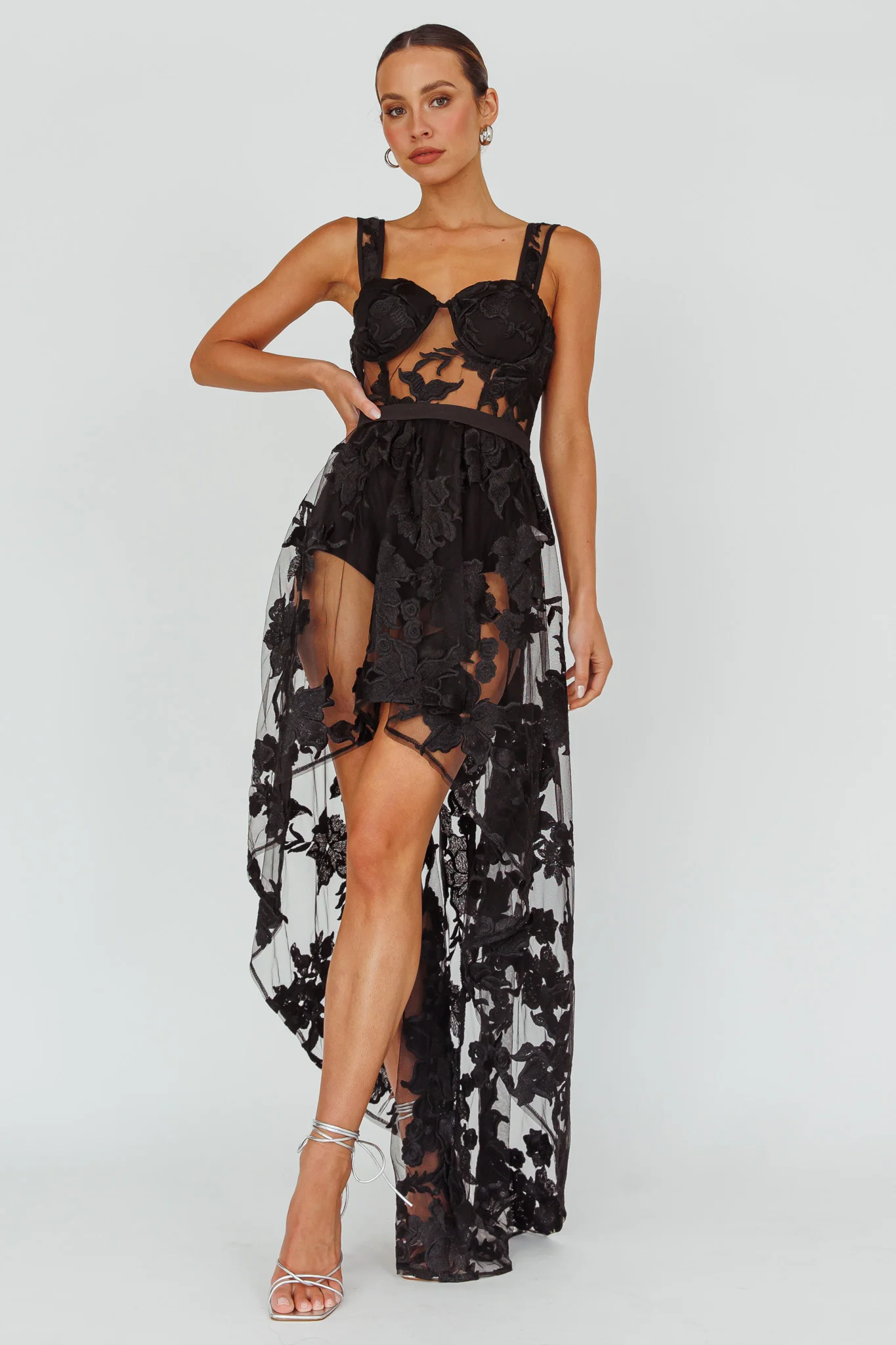 Moonlight Tango High-Low Mesh Top Black - Image 3