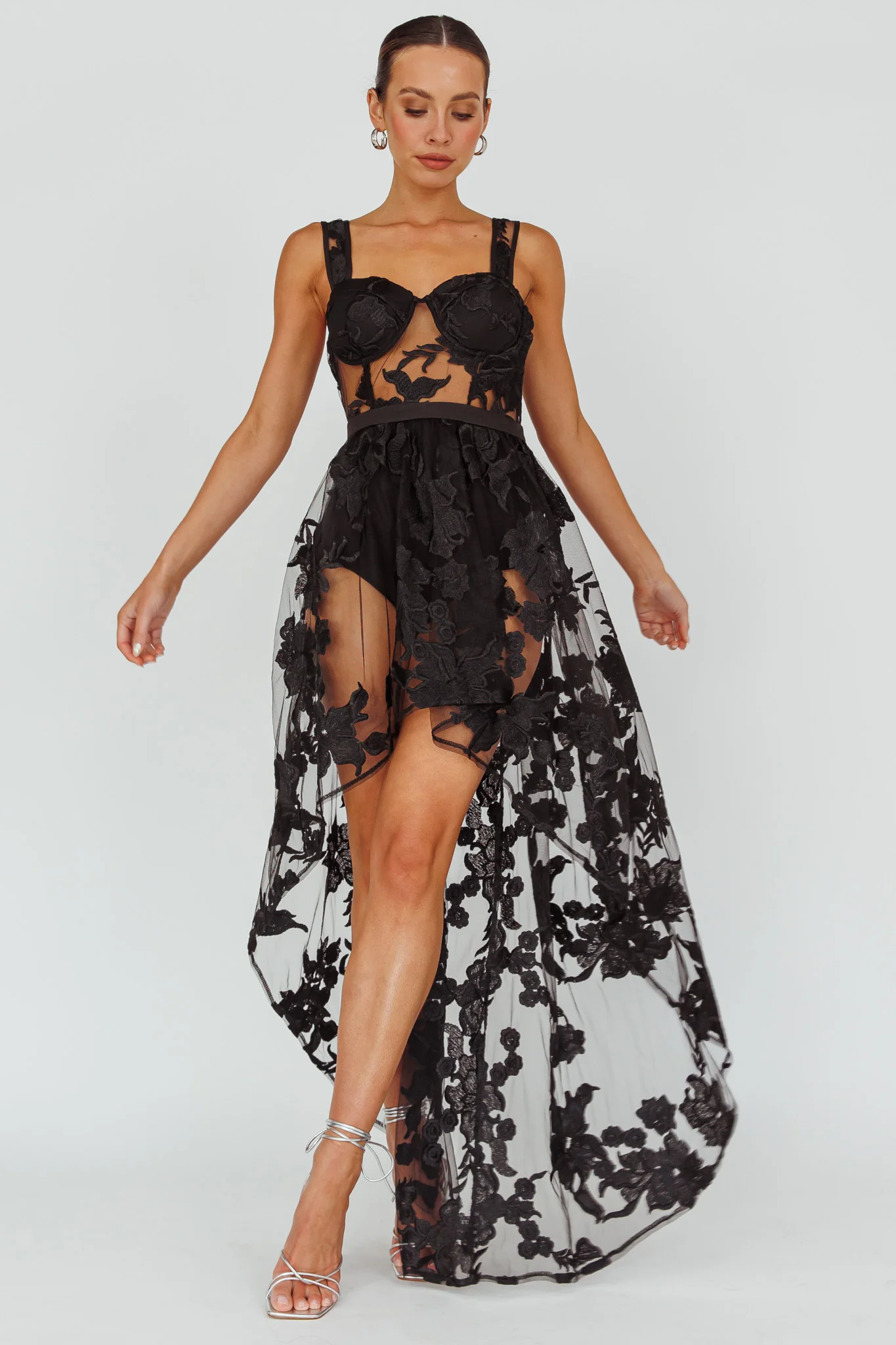 Moonlight Tango High-Low Mesh Top Black - Image 5