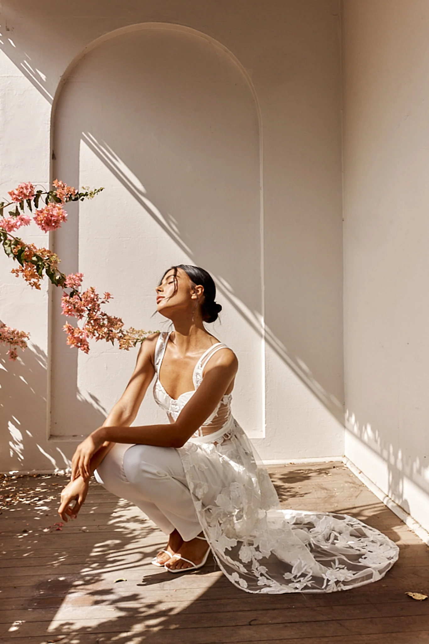 Moonlight Tango High-Low Mesh Top White - Image 2