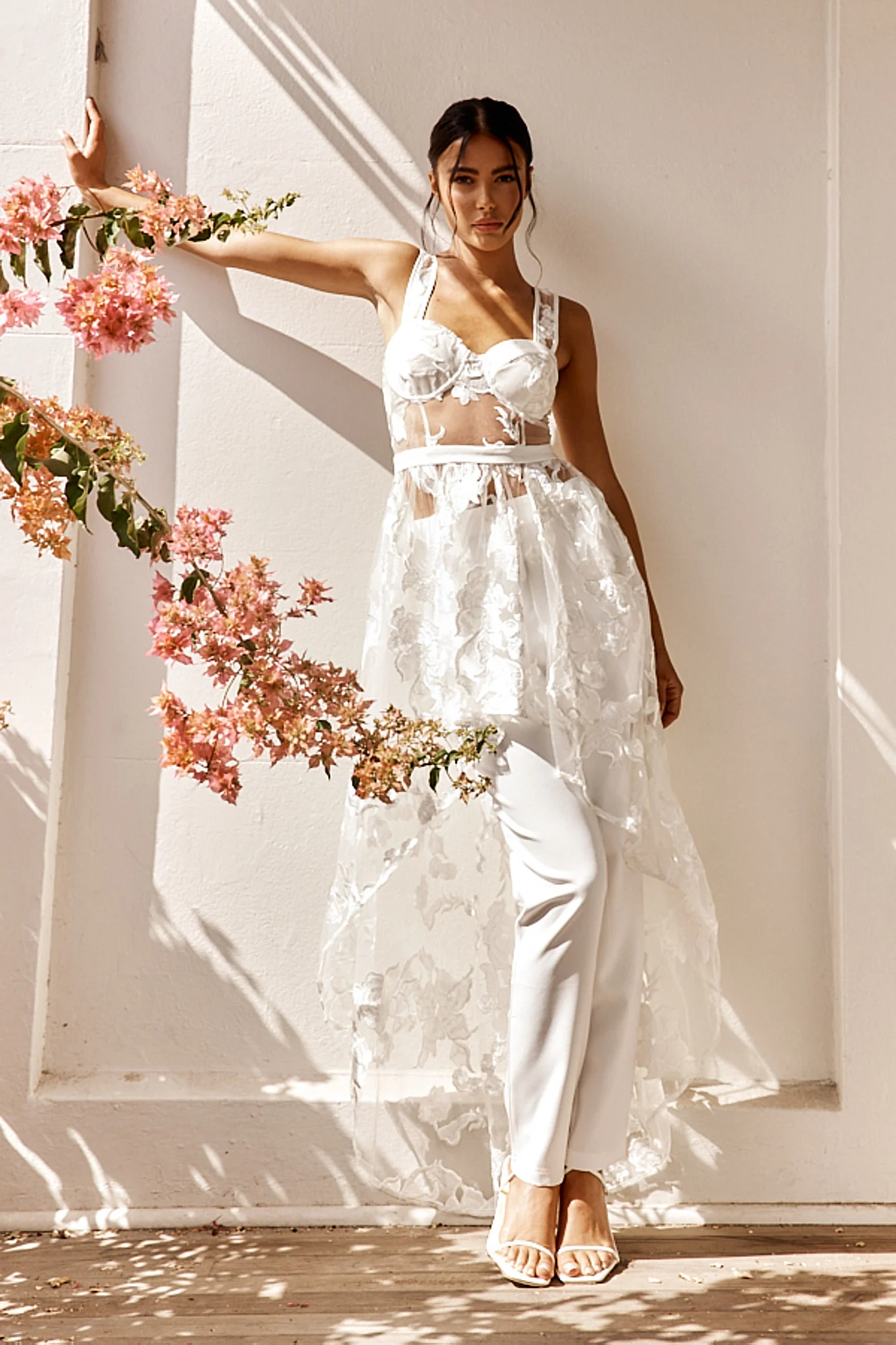 Moonlight Tango High-Low Mesh Top White - Image 5