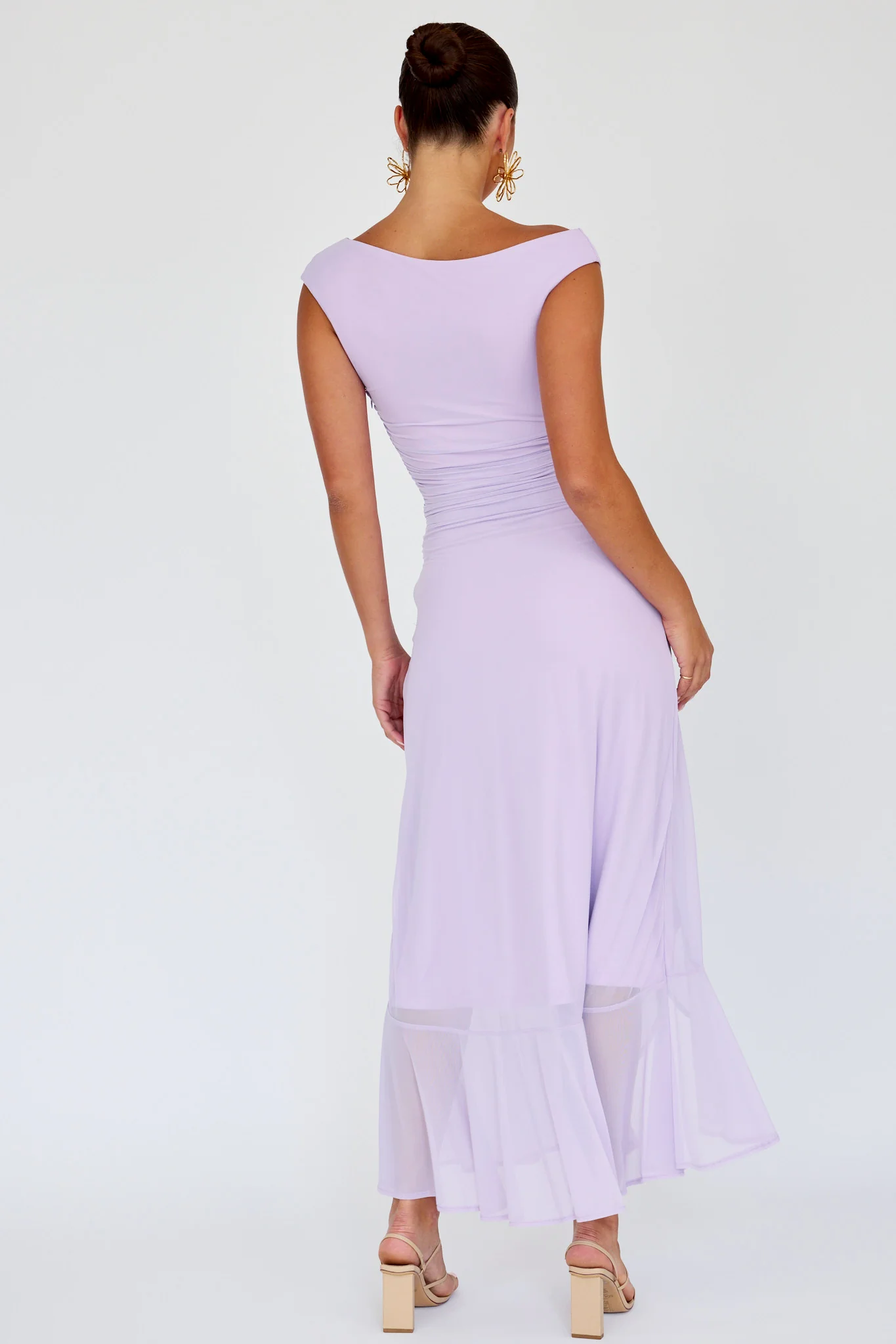 Moonlit Magic Asymmetric Neckline Maxi Dress Lilac - Image 2