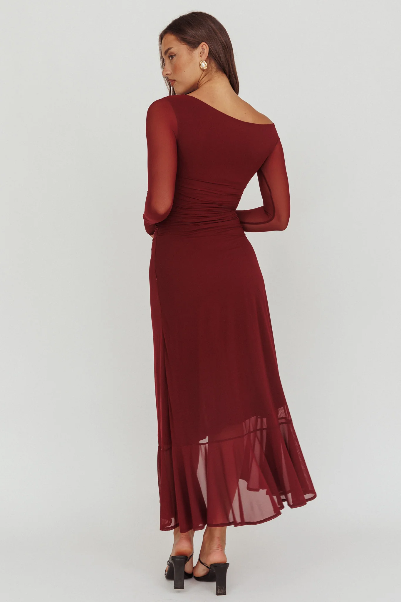 Moonlit Magic Long Sleeve Maxi Dress Wine - Image 2