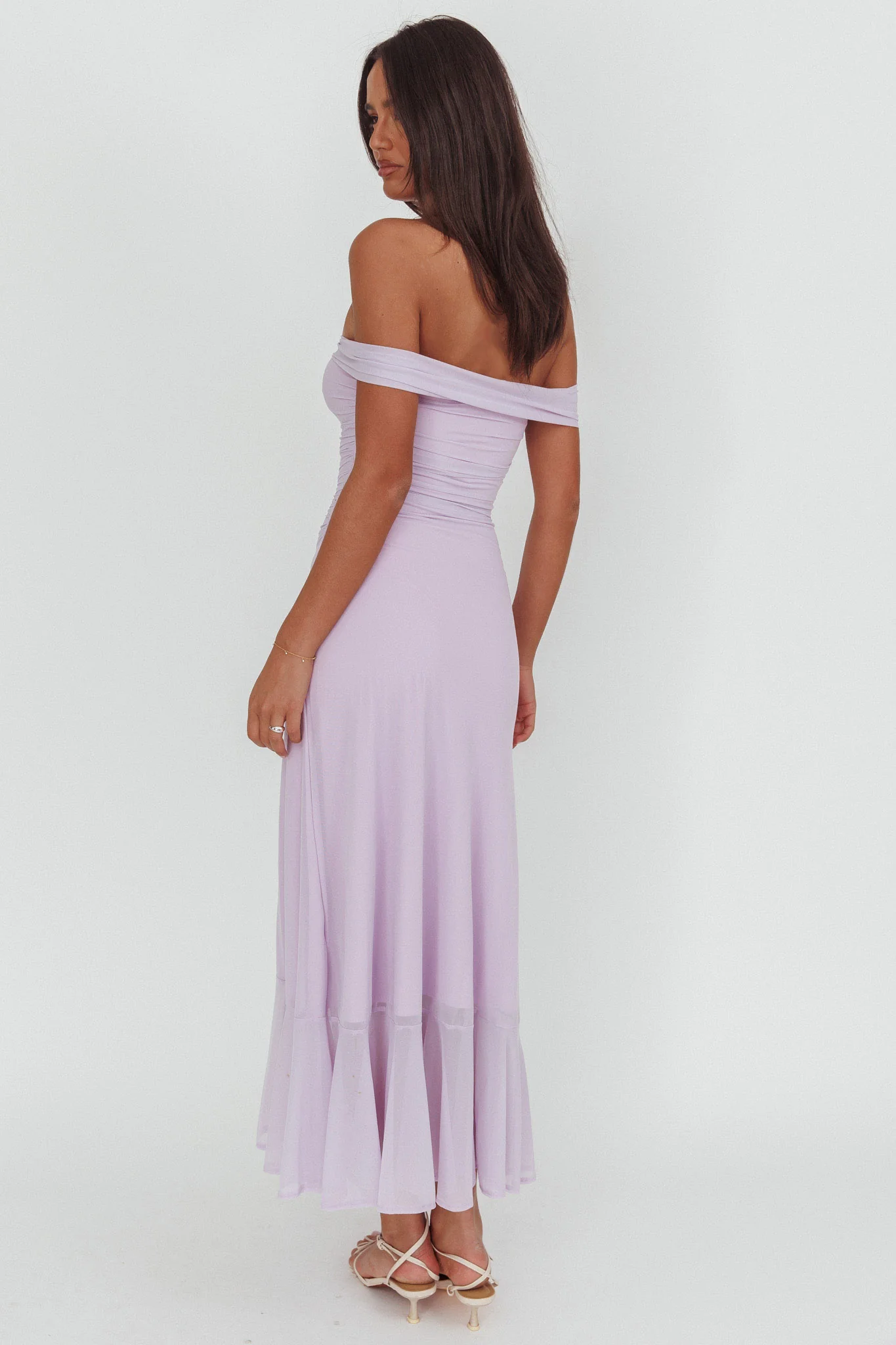 Moonlit Magic Off-Shoulder Split Maxi Dress Lilac - Image 2