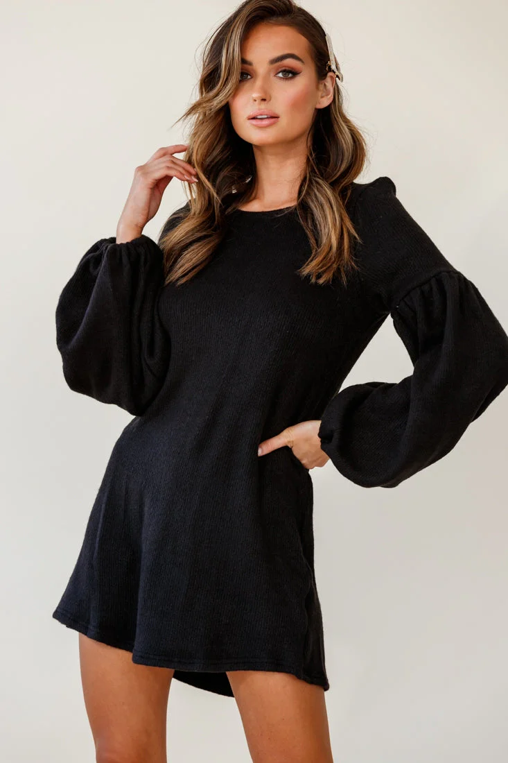 Morais Puff Sleeved Sweater Dress Black - Image 4