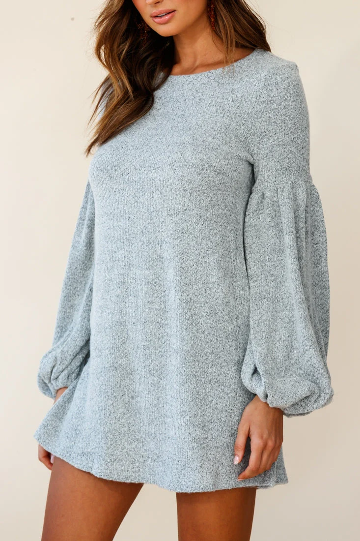 Morais Puff Sleeved Sweater Dress Grey - Image 4