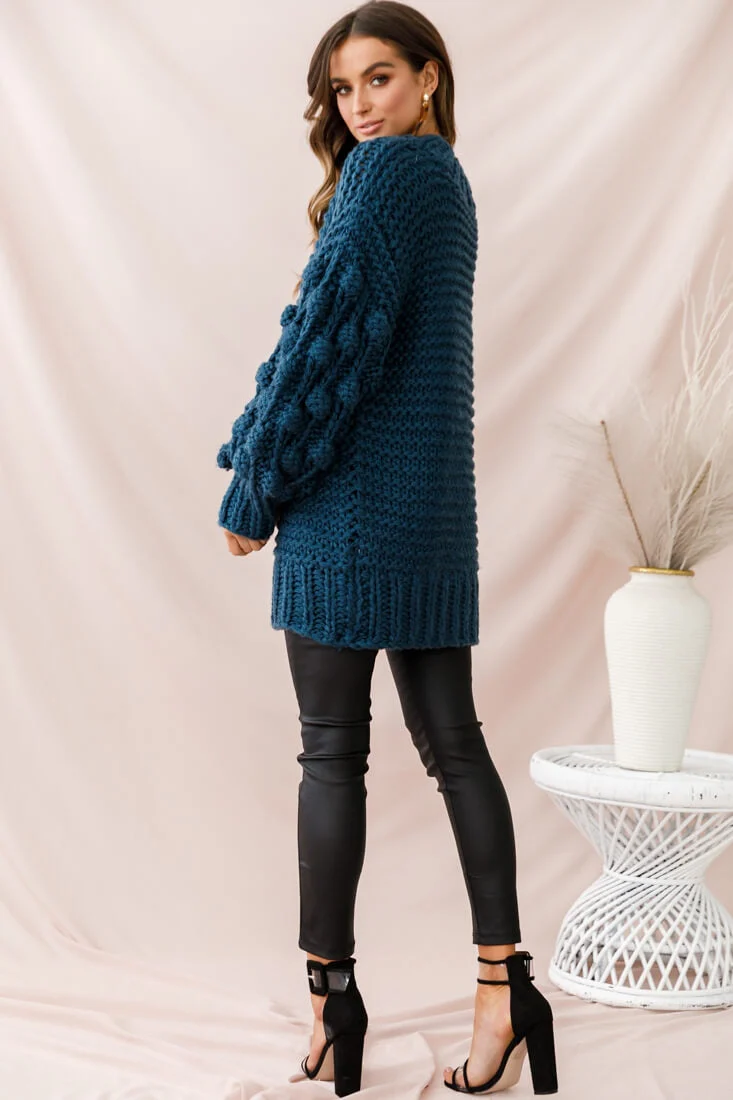 Moscow Chunky Knit Oversized Sweater Teal - Image 4