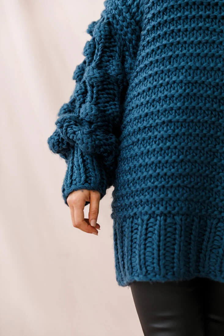 Moscow Chunky Knit Oversized Sweater Teal - Image 5