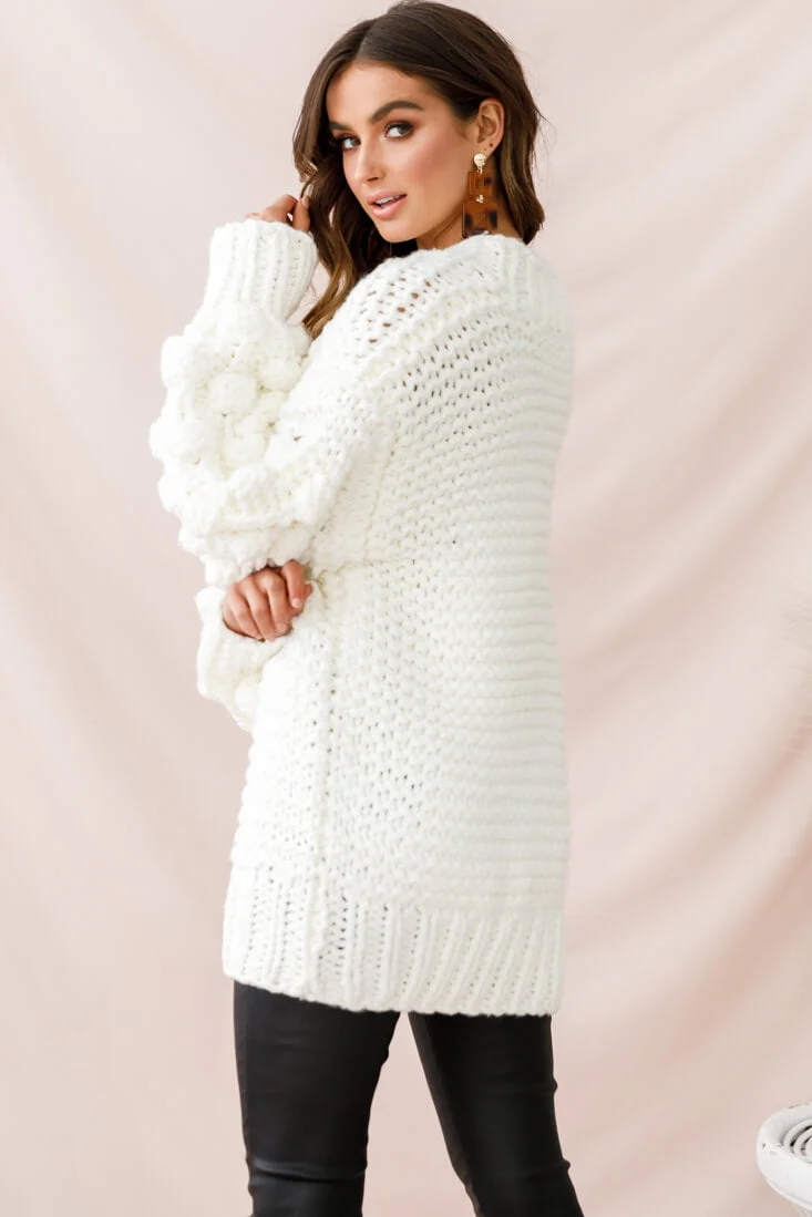 Moscow Chunky Knit Oversized Sweater White - Image 3