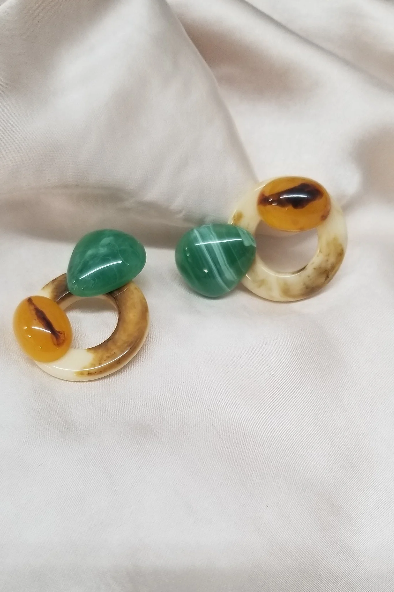 Mozambique Geometric Earrings Tan - Image 3