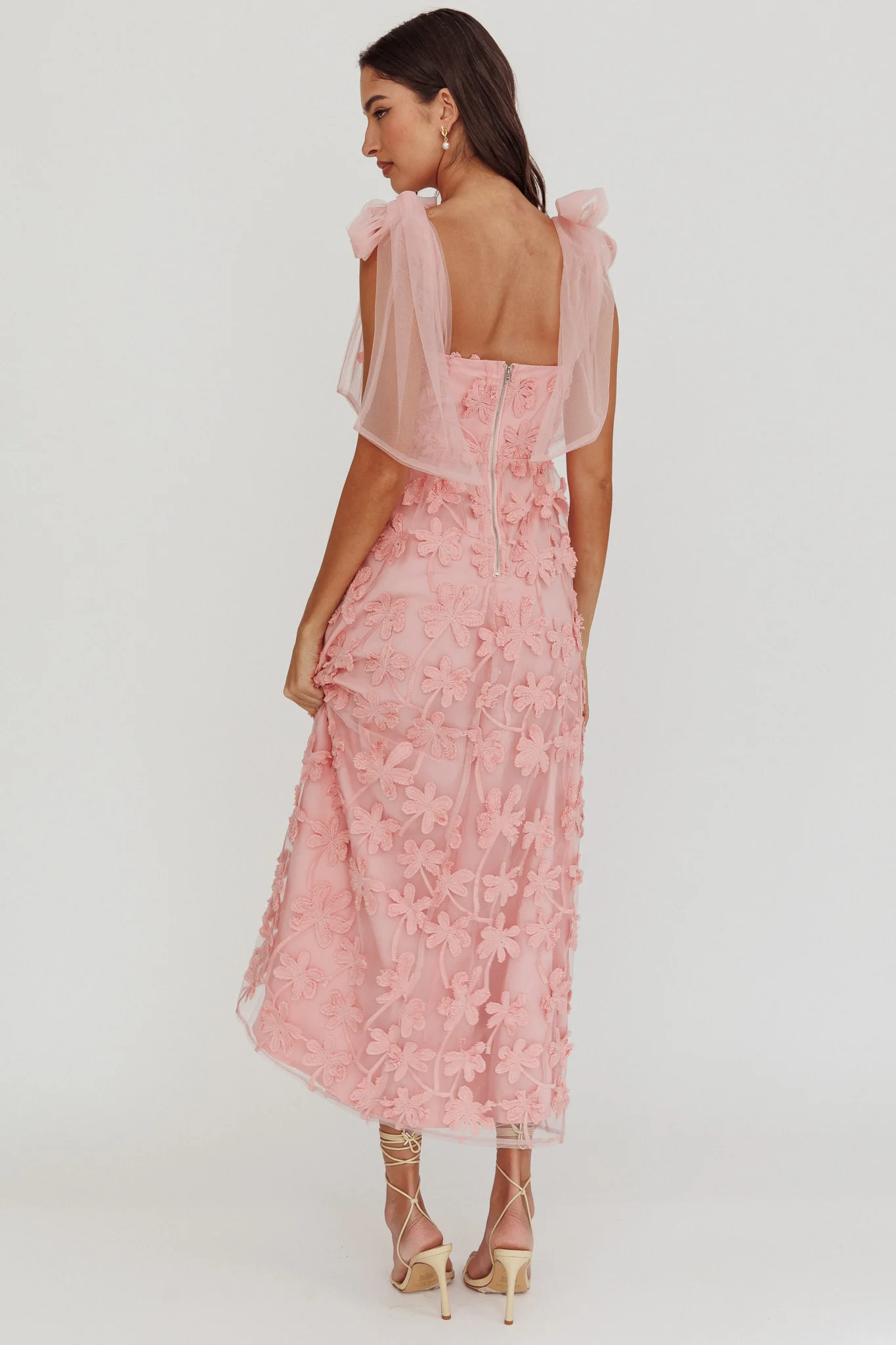 Mykonos Morning Tied Shoulder Tree Maxi Dress Blush - Image 2