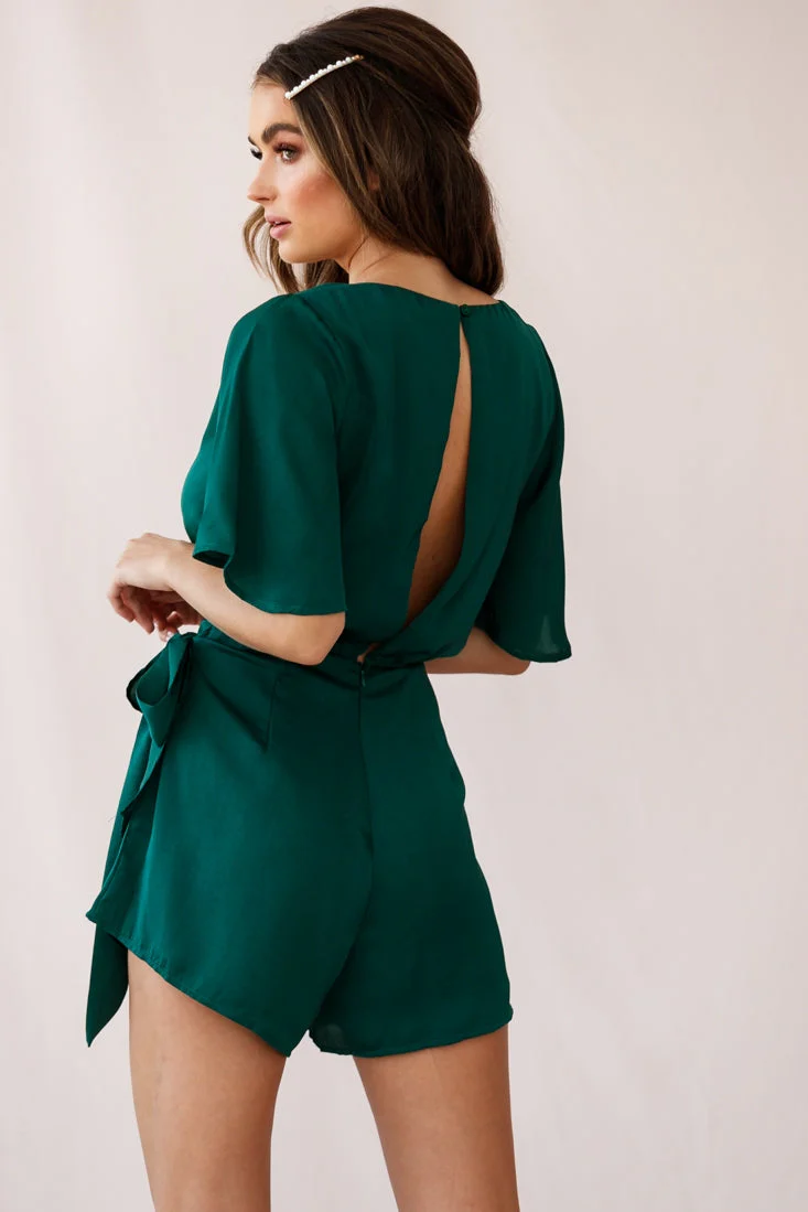 Nadi V-Neckline Wrap Romper Forest Green - Image 3