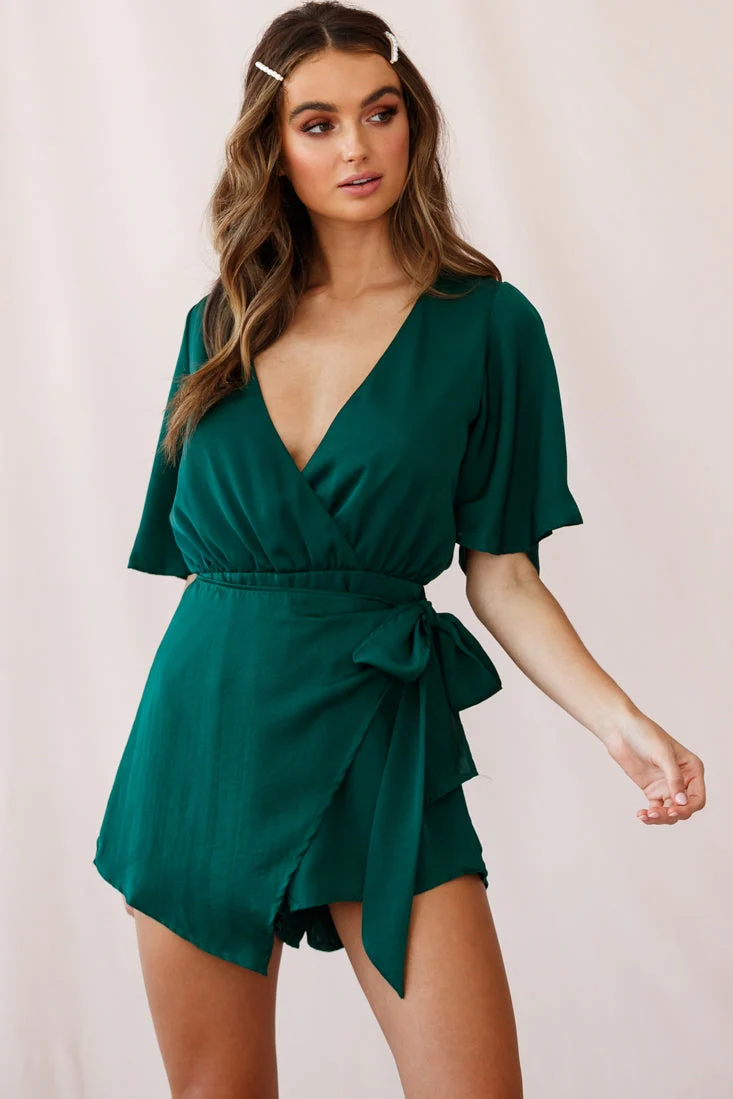 Nadi V-Neckline Wrap Romper Forest Green - Image 5