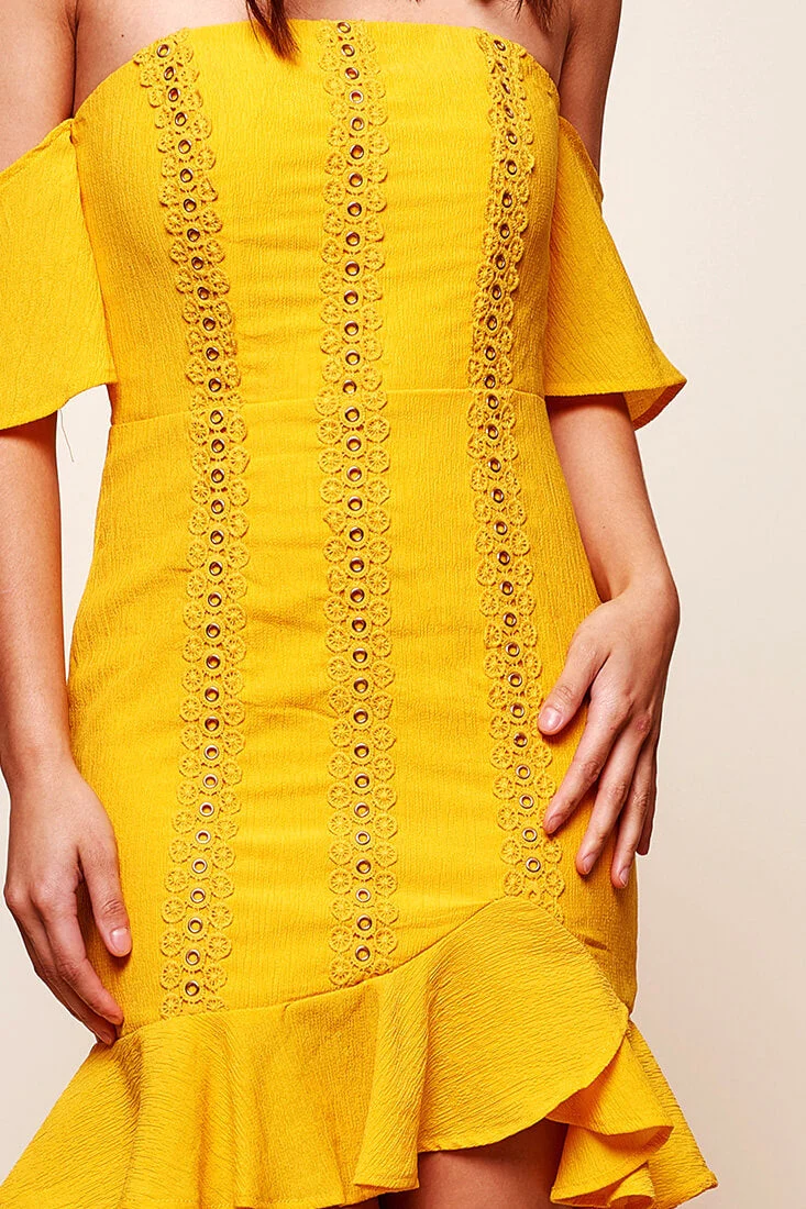 Natalia Off Shoulder Ruffle Trim Dress Mango - Image 6