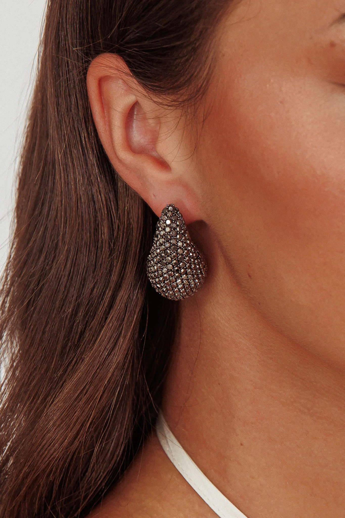 Nebula Pave Teardrop Earrings Black Diamante - Image 2