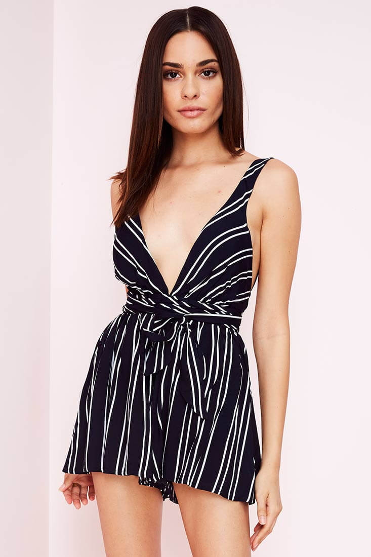 Nelle Striped Romper Navy - Image 6