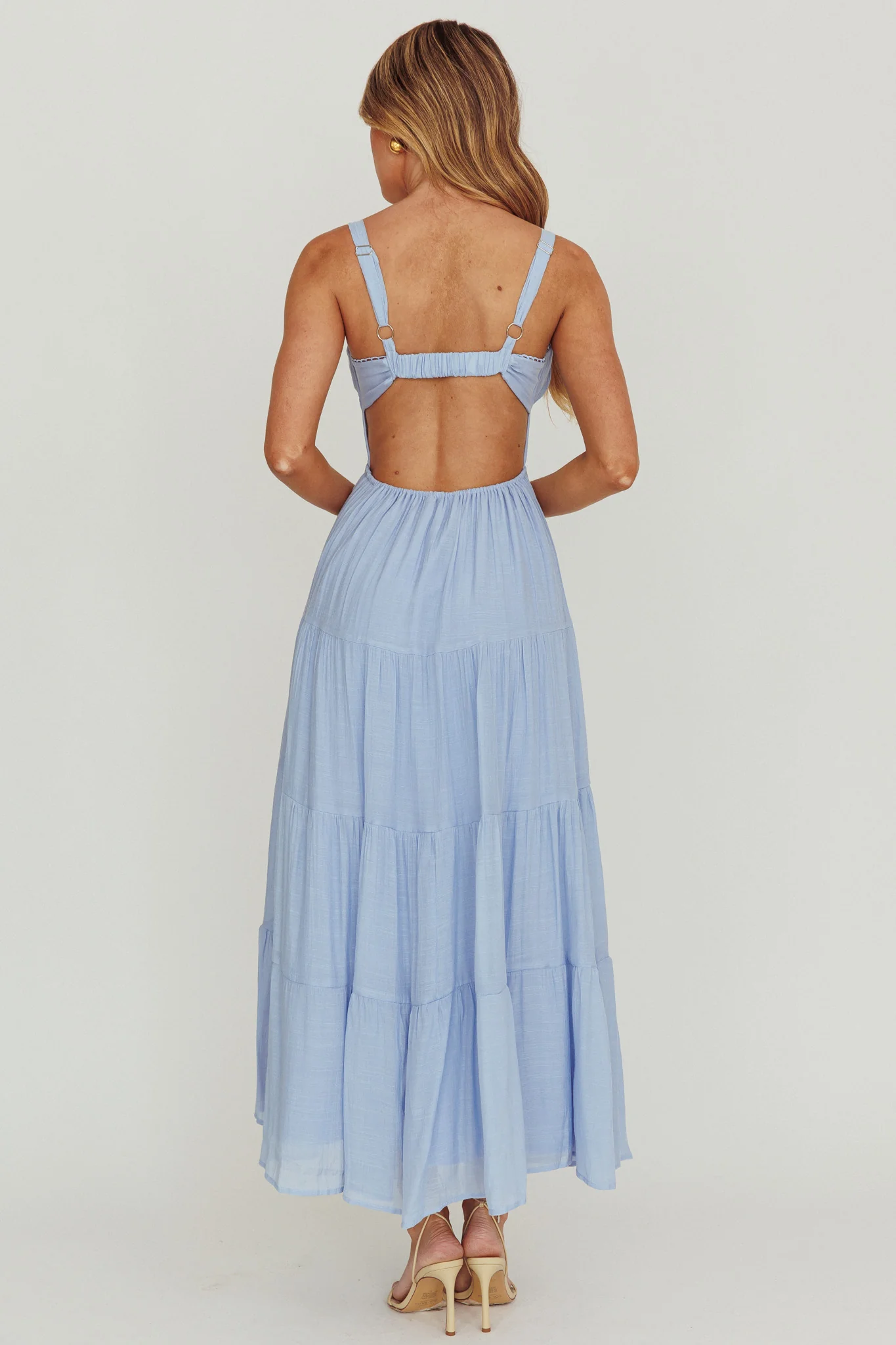 Neptune Cut Out Back A-Line Maxi Dress Blue - Image 3