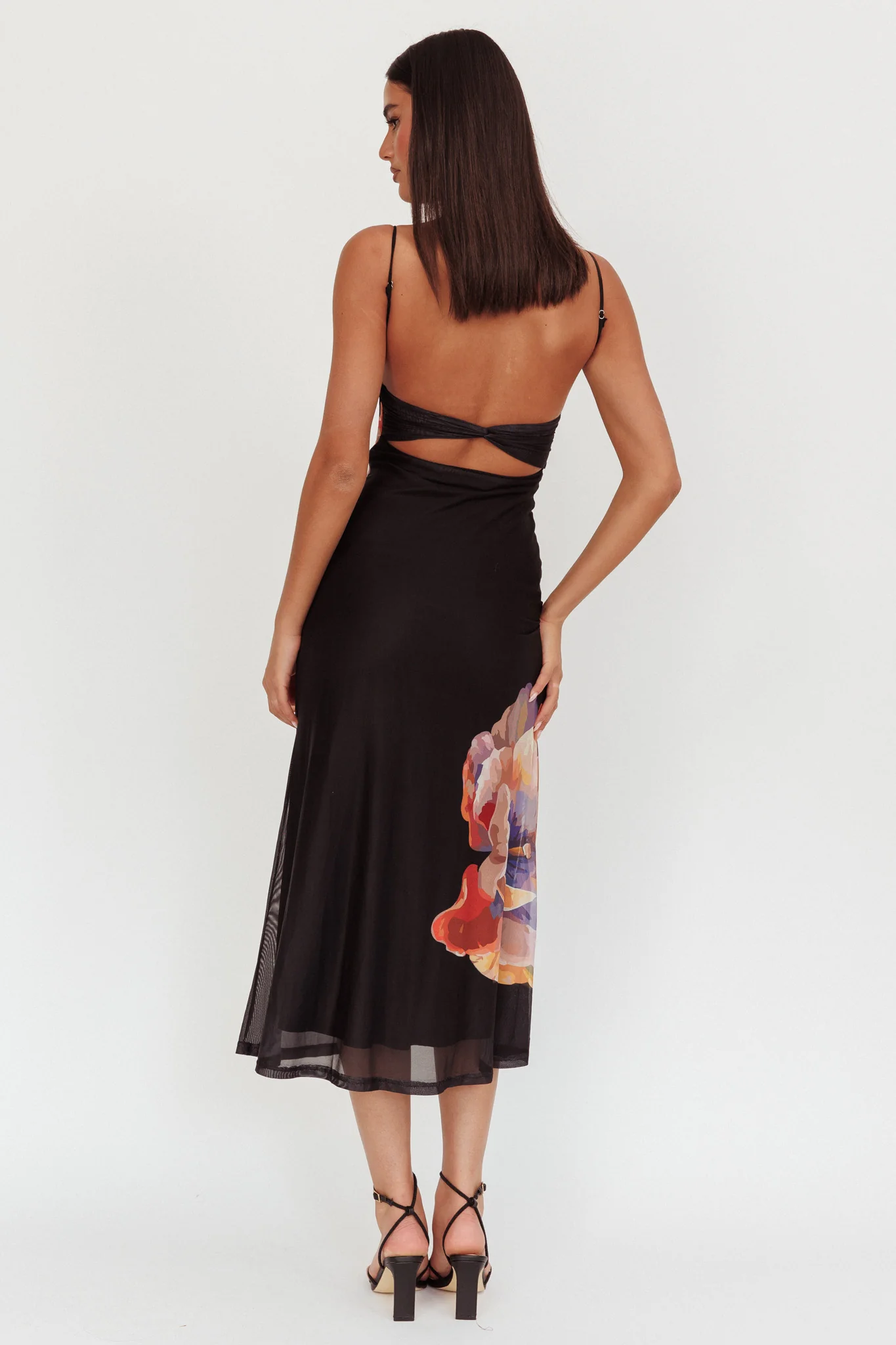 Nerida Gathered Bust Maxi Dress Flowers Black - Image 2