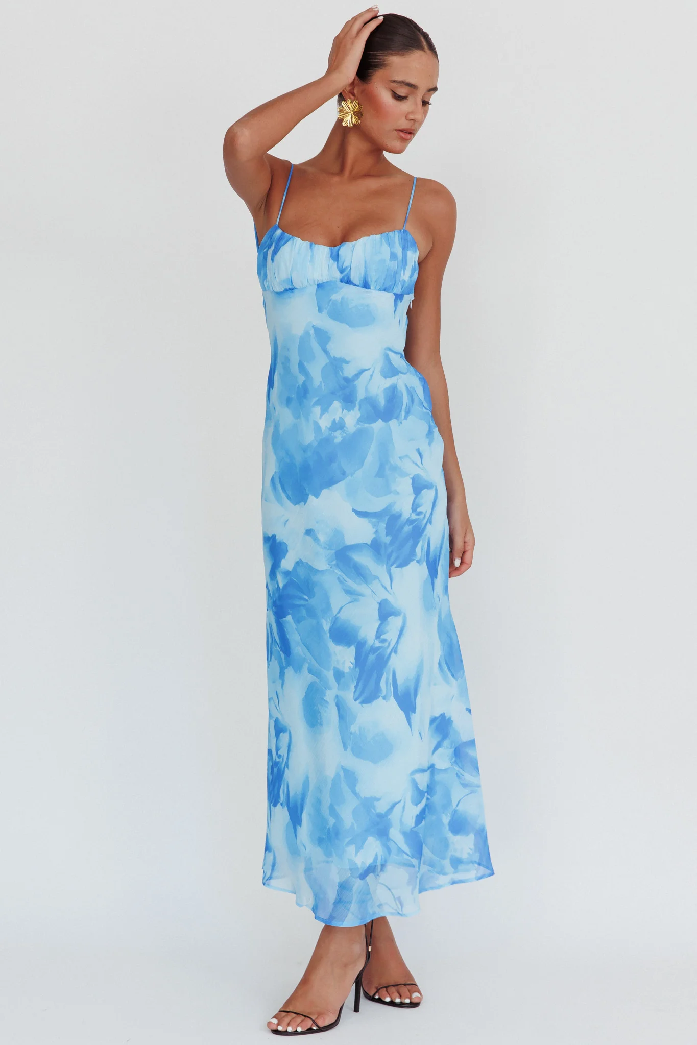 Nerida Low Back Twist Maxi Dress Blue - Image 3