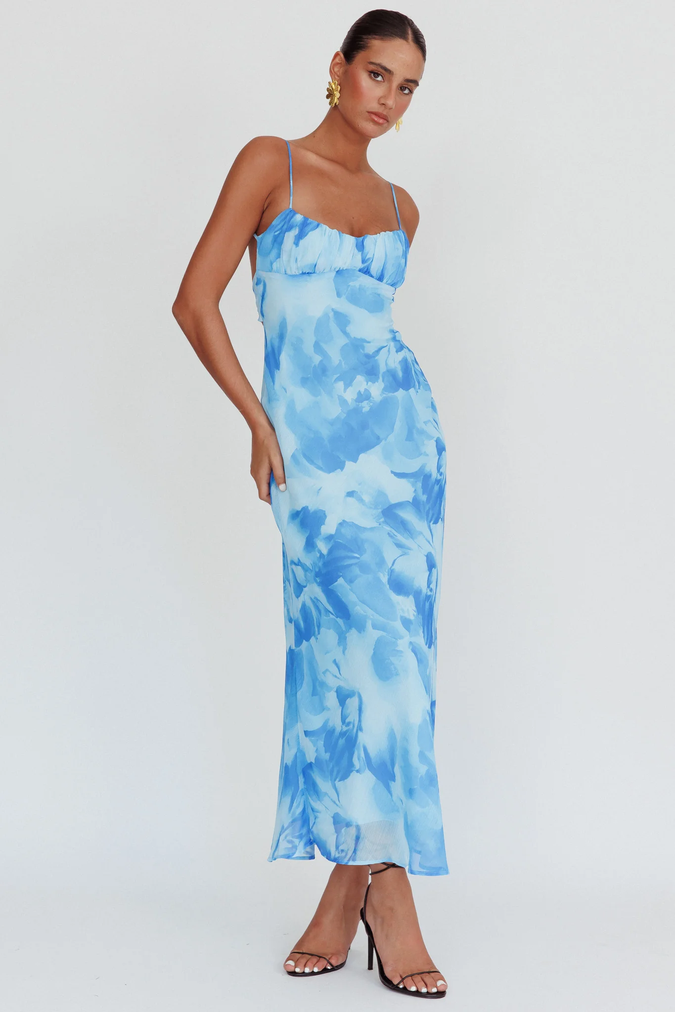 Nerida Low Back Twist Maxi Dress Blue - Image 5