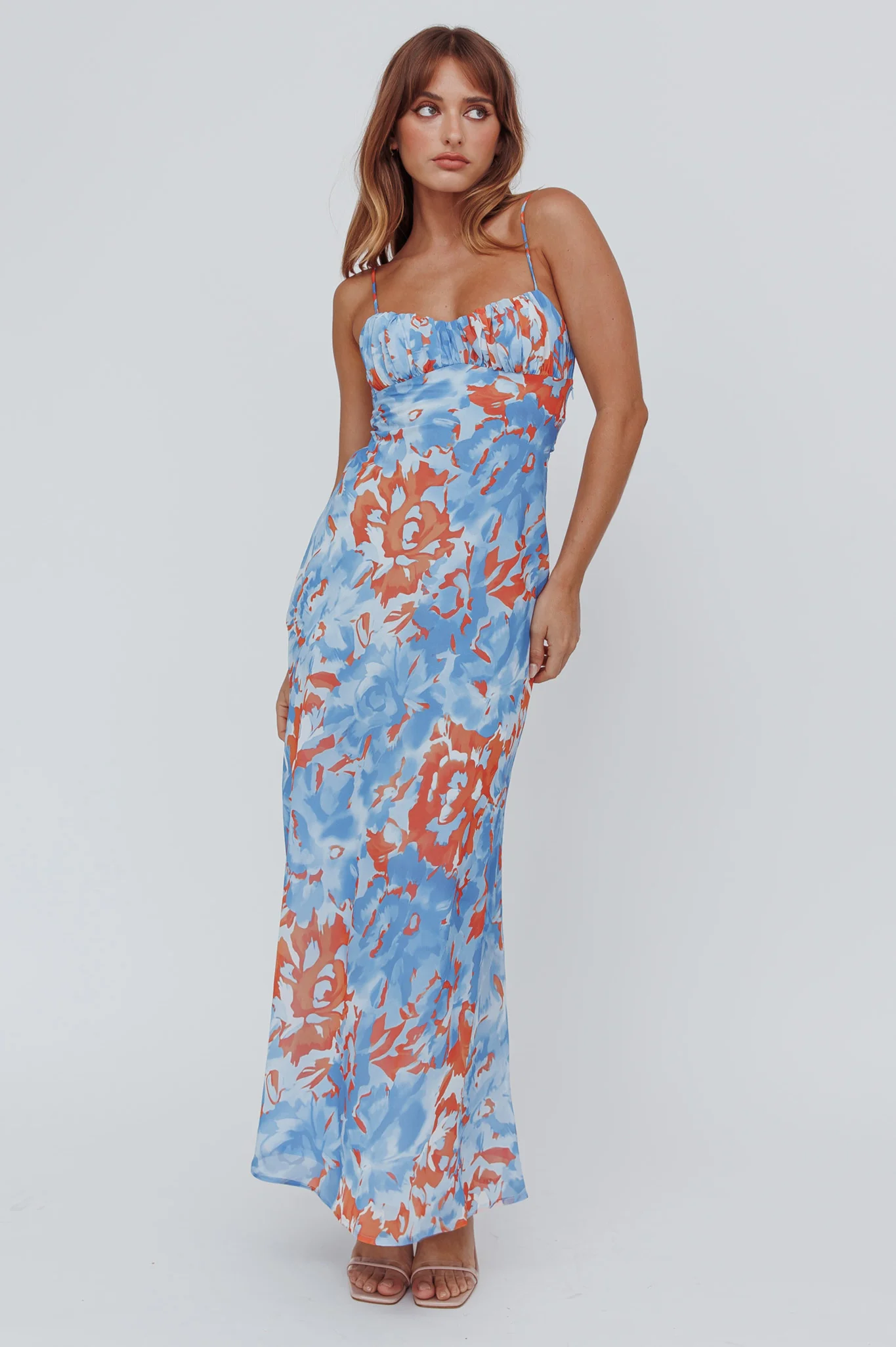 Nerida Twist Back Maxi Dress Abstract Blue - Image 5