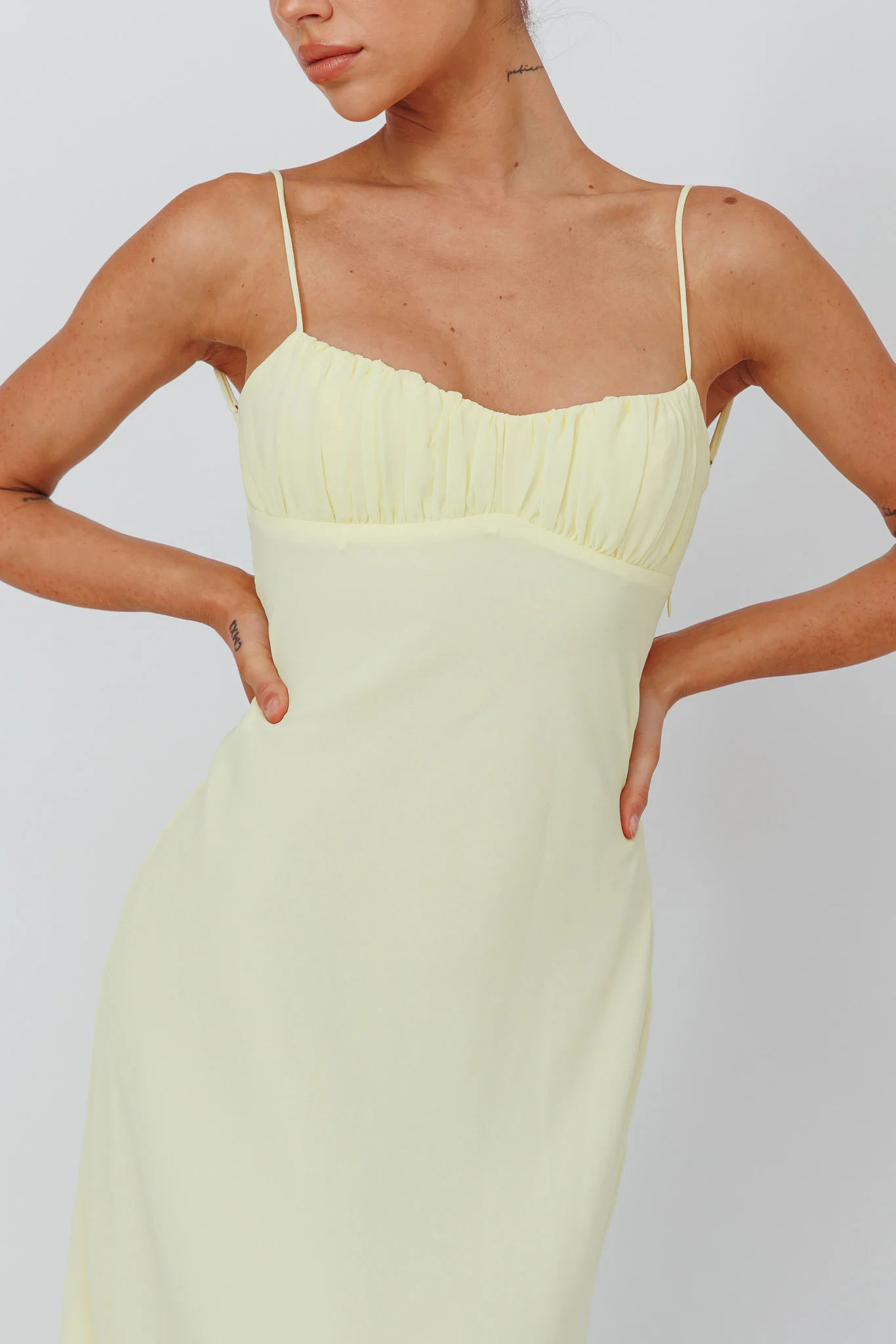 Nerida Twist Back Maxi Dress Lemon - Image 10