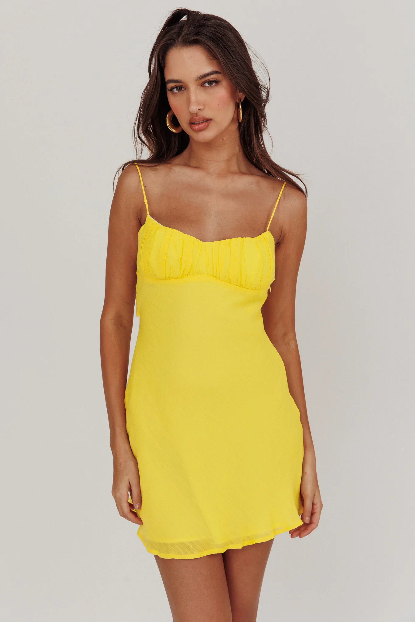 Nerida Twist Back Mini Dress Lemon - Image 5