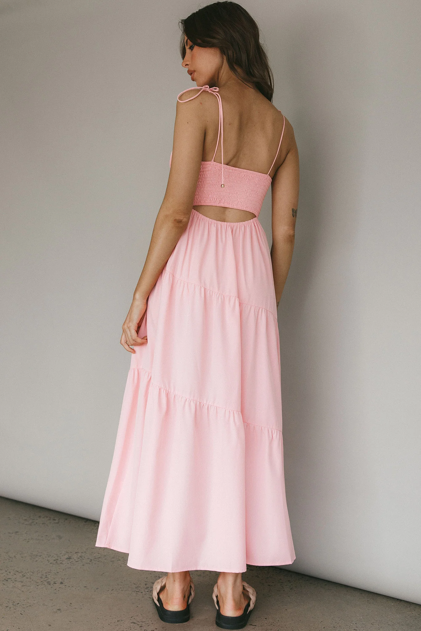 New Light Tied Shoulder Maxi Dress Blush - Image 2