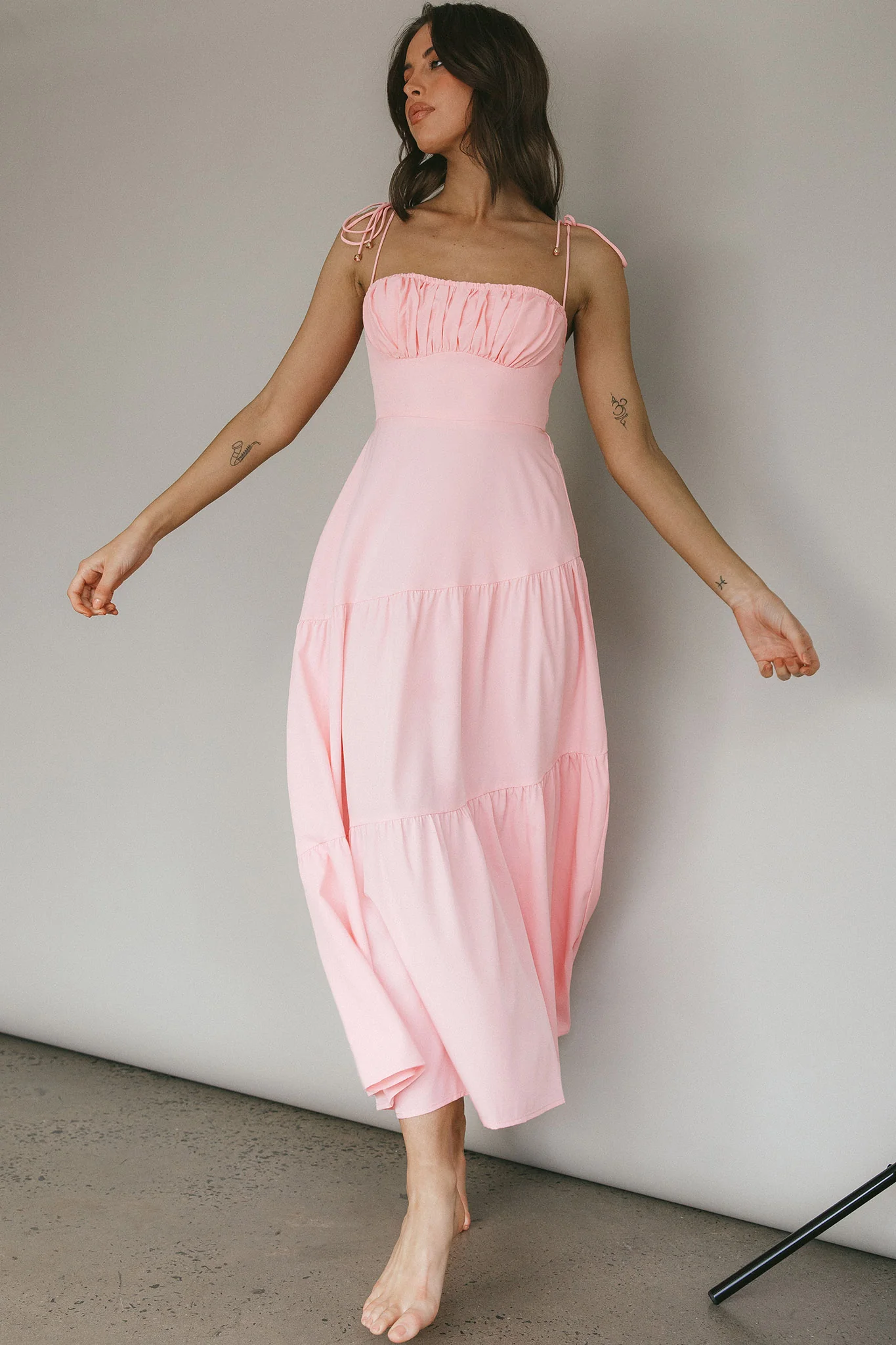 New Light Tied Shoulder Maxi Dress Blush - Image 3