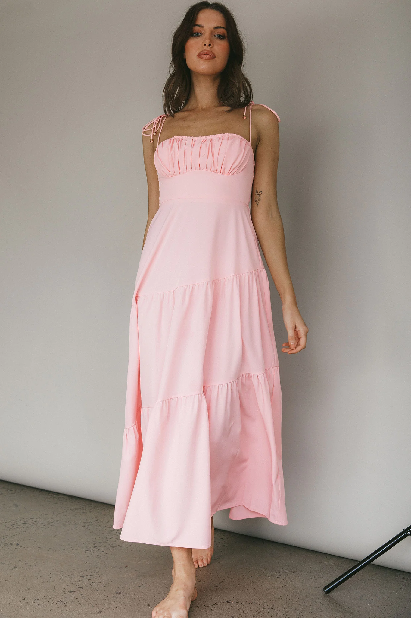 New Light Tied Shoulder Maxi Dress Blush - Image 4
