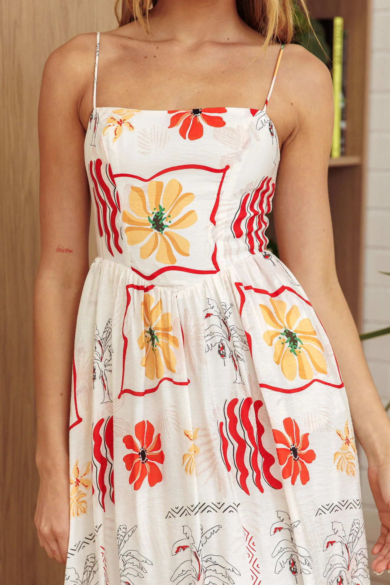 Newbury Cami Strap Maxi Dress Flowers White - Image 3