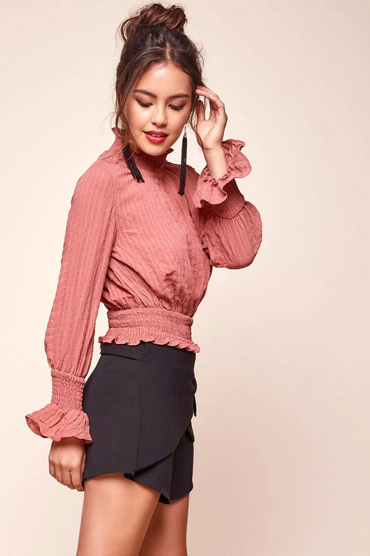 Nicole Cropped Puffy Top Rose - Image 3