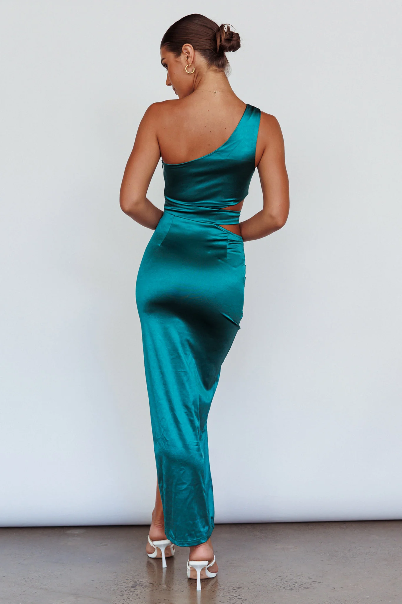 Night-Out One Shoulder Maxi Dress Green - Image 2