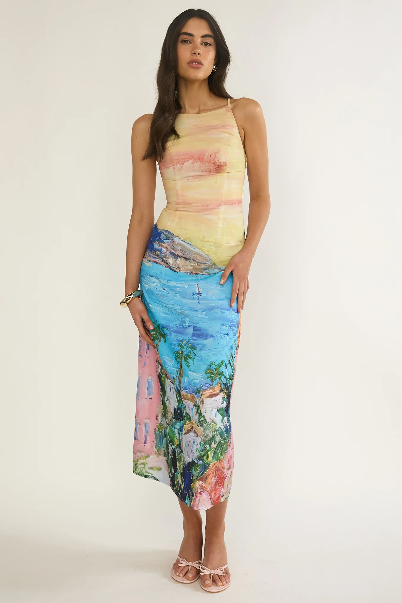 No Ordinary Girl Tied Back Maxi Dress Euro Print - Image 5