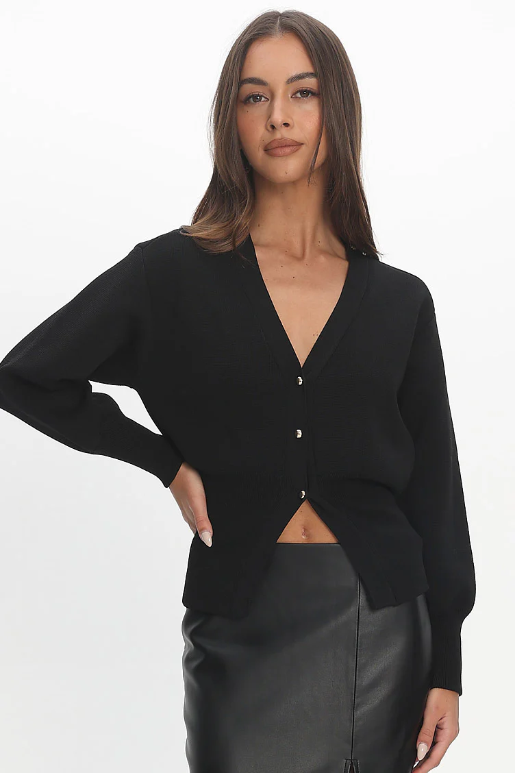 Nolana Buttoned Cardigan Black - Image 6
