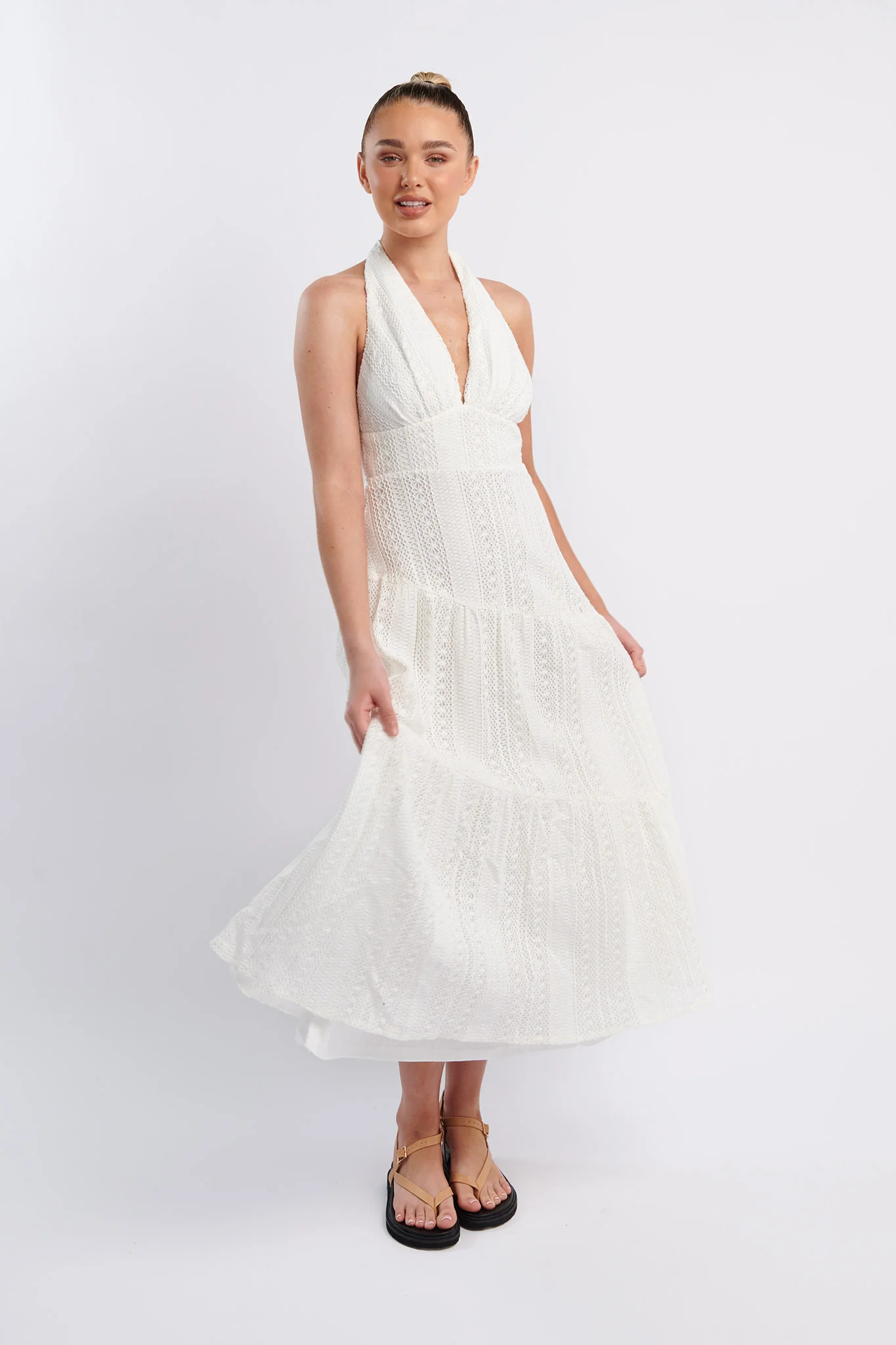 Nolita Halterneck Lace Overlay Maxi Dress White - Image 5