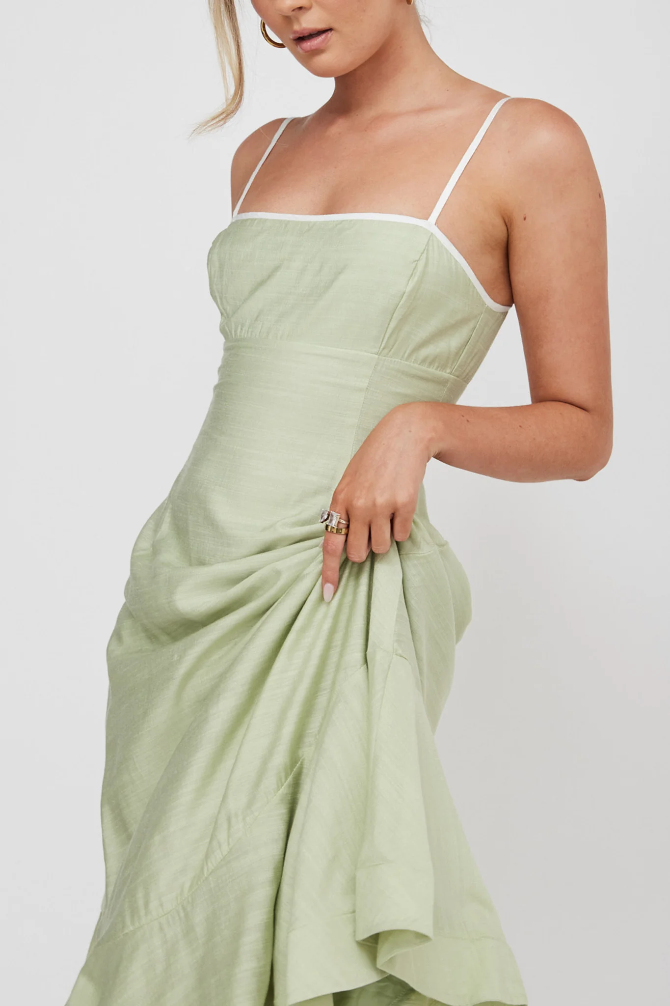 Noni Cami Strap Swing Midi Dress Pistachio - Image 4