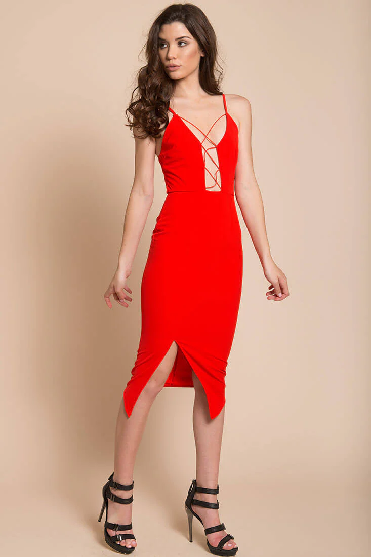 Nora Bodycon Dress Red - Image 4
