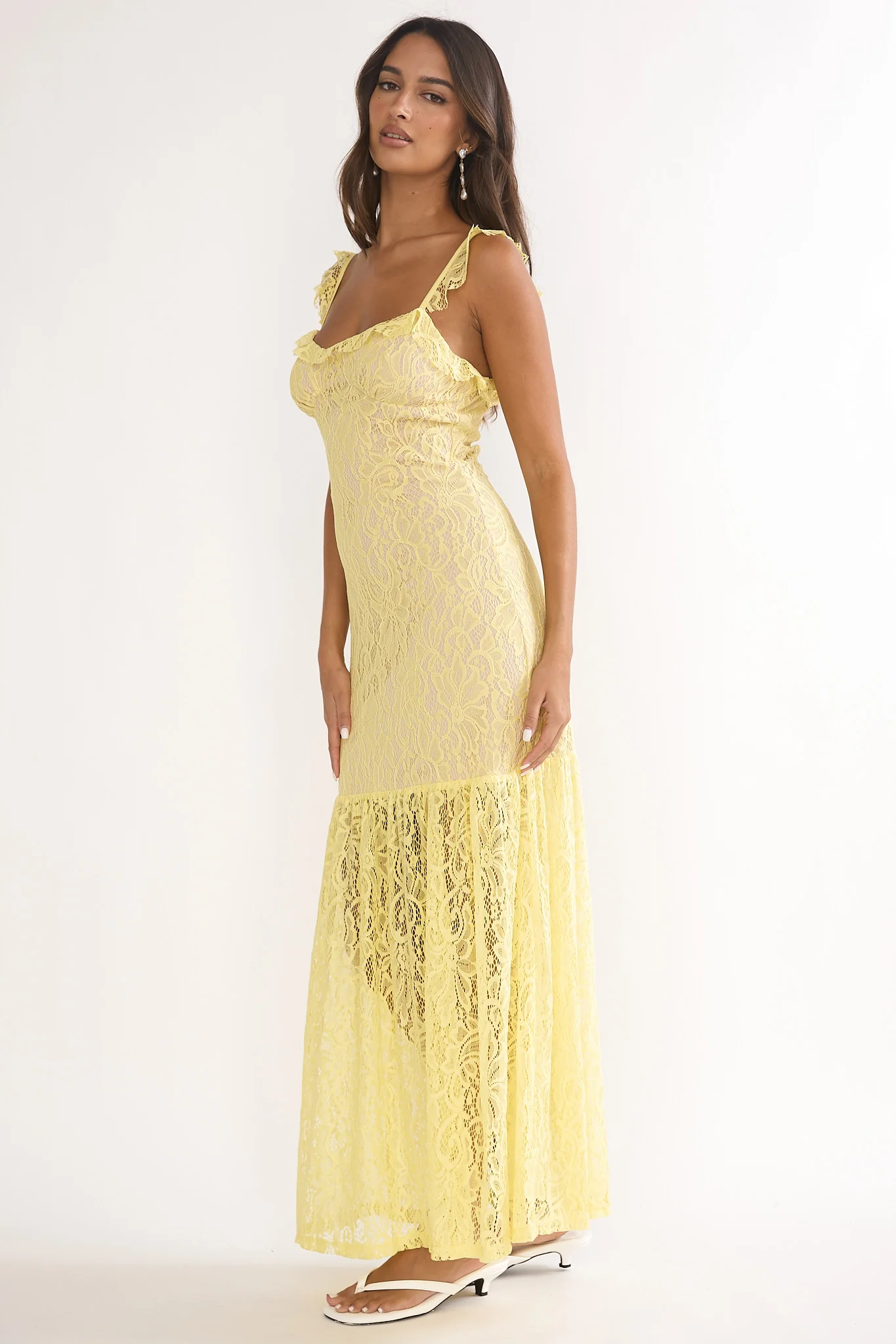 Noraya Lace Overlay Maxi Dress Lemon - Image 6