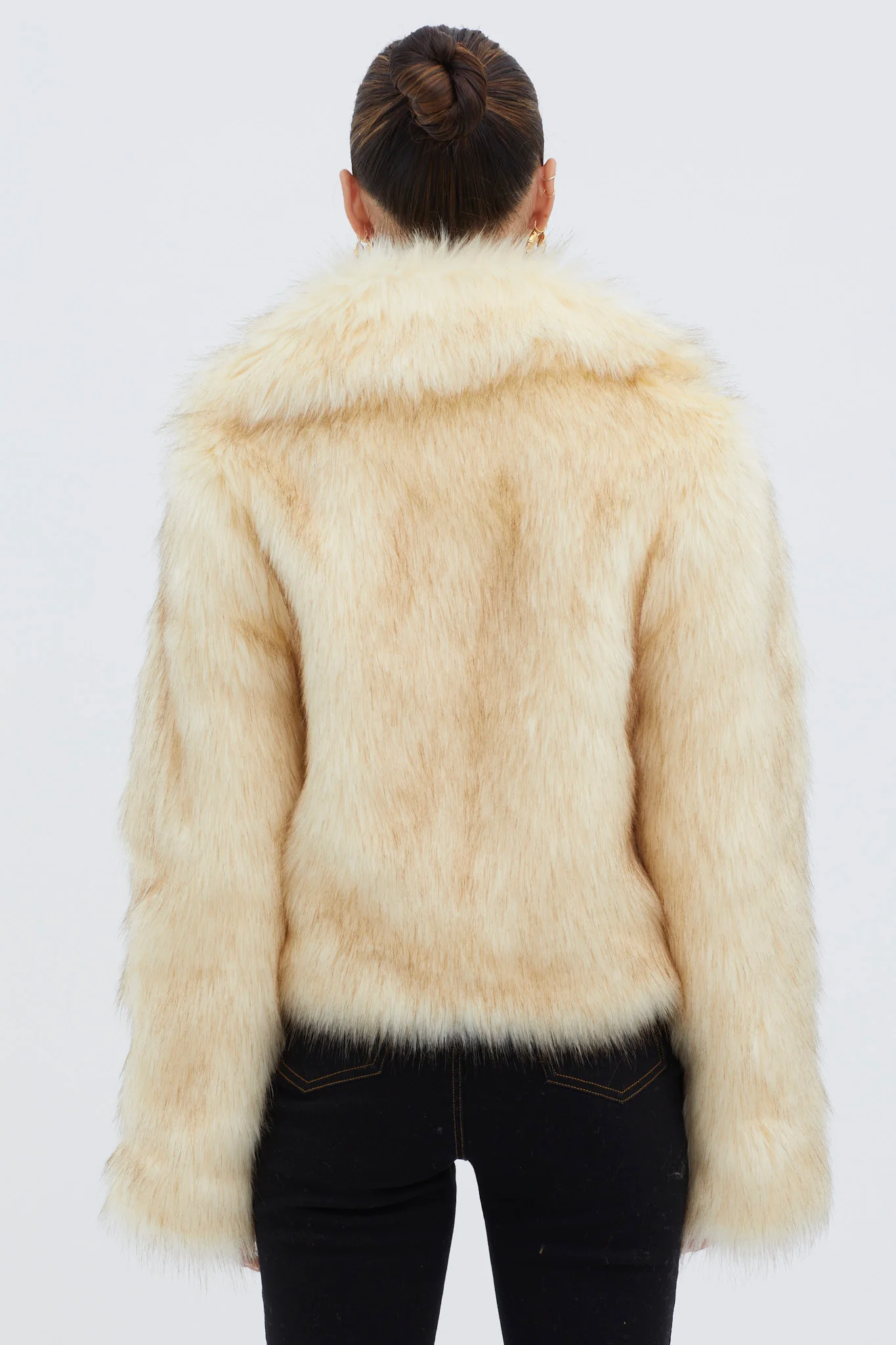 Nordic Faux Fur Collared Jacket Cream - Image 3