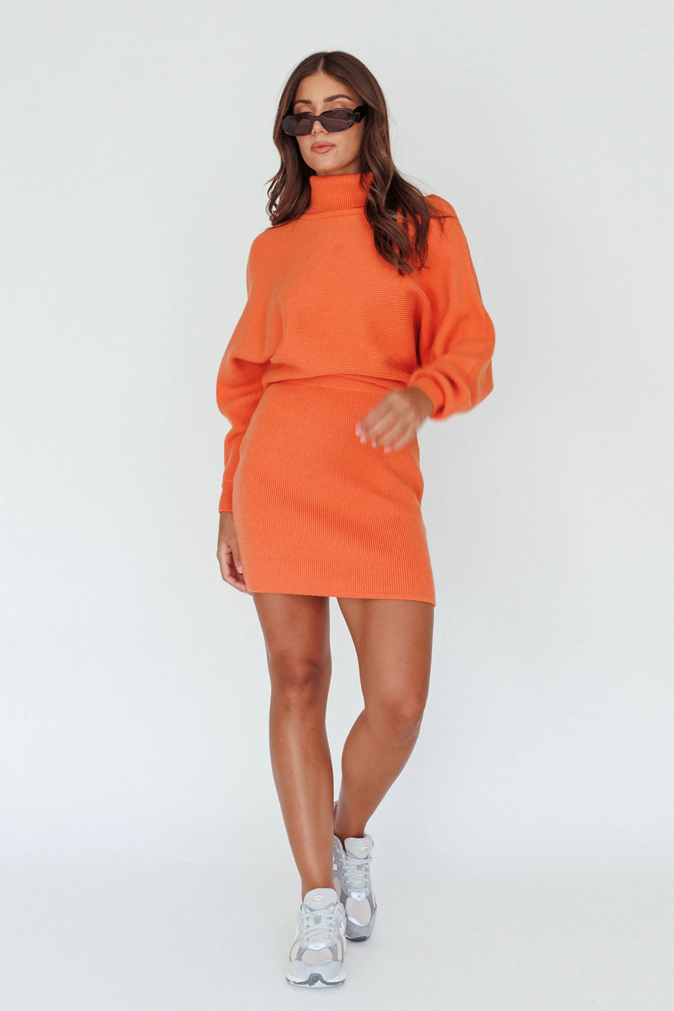 North Star High Neck Sweater Mini Dress Orange - Image 3