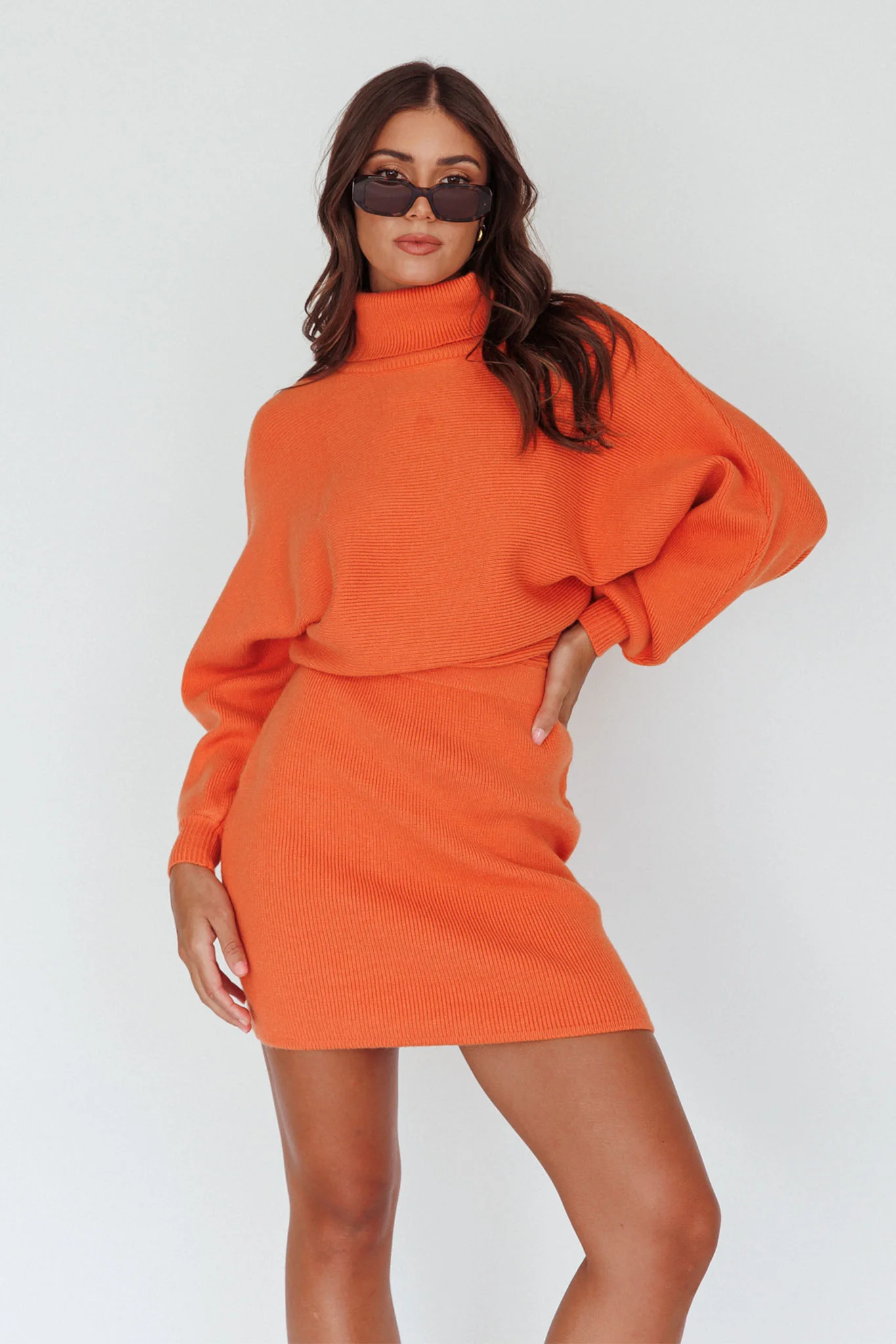 North Star High Neck Sweater Mini Dress Orange - Image 5