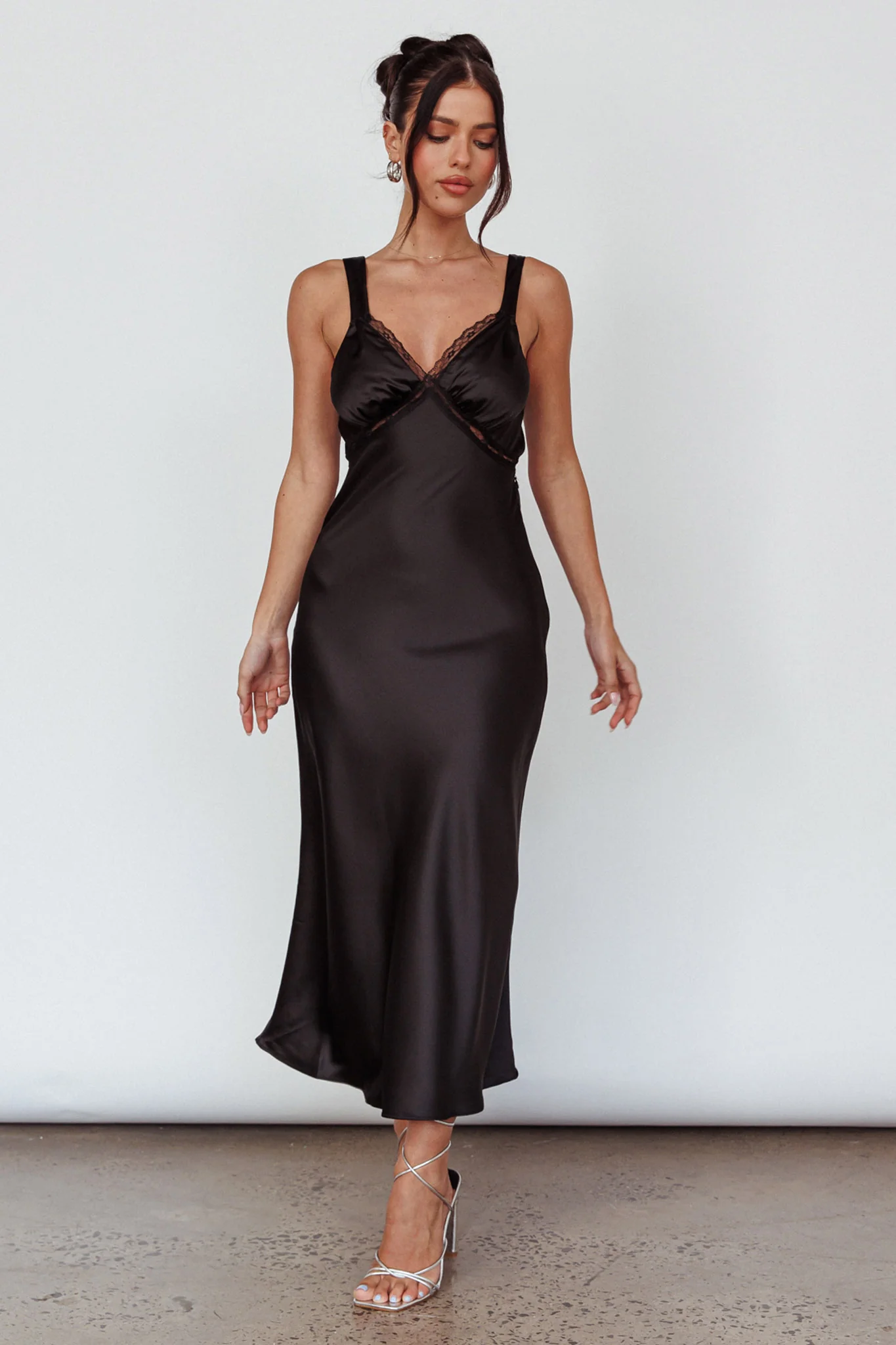 Nyah Lace Trim Midi Dress Black - Image 5